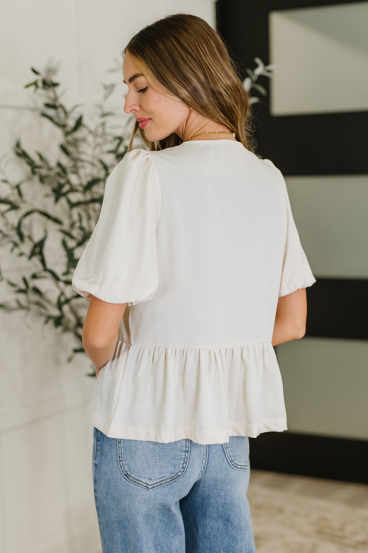 PREORDER: Balloon Sleeve Bow Blouse in Ivory - Ships in 4 weeks