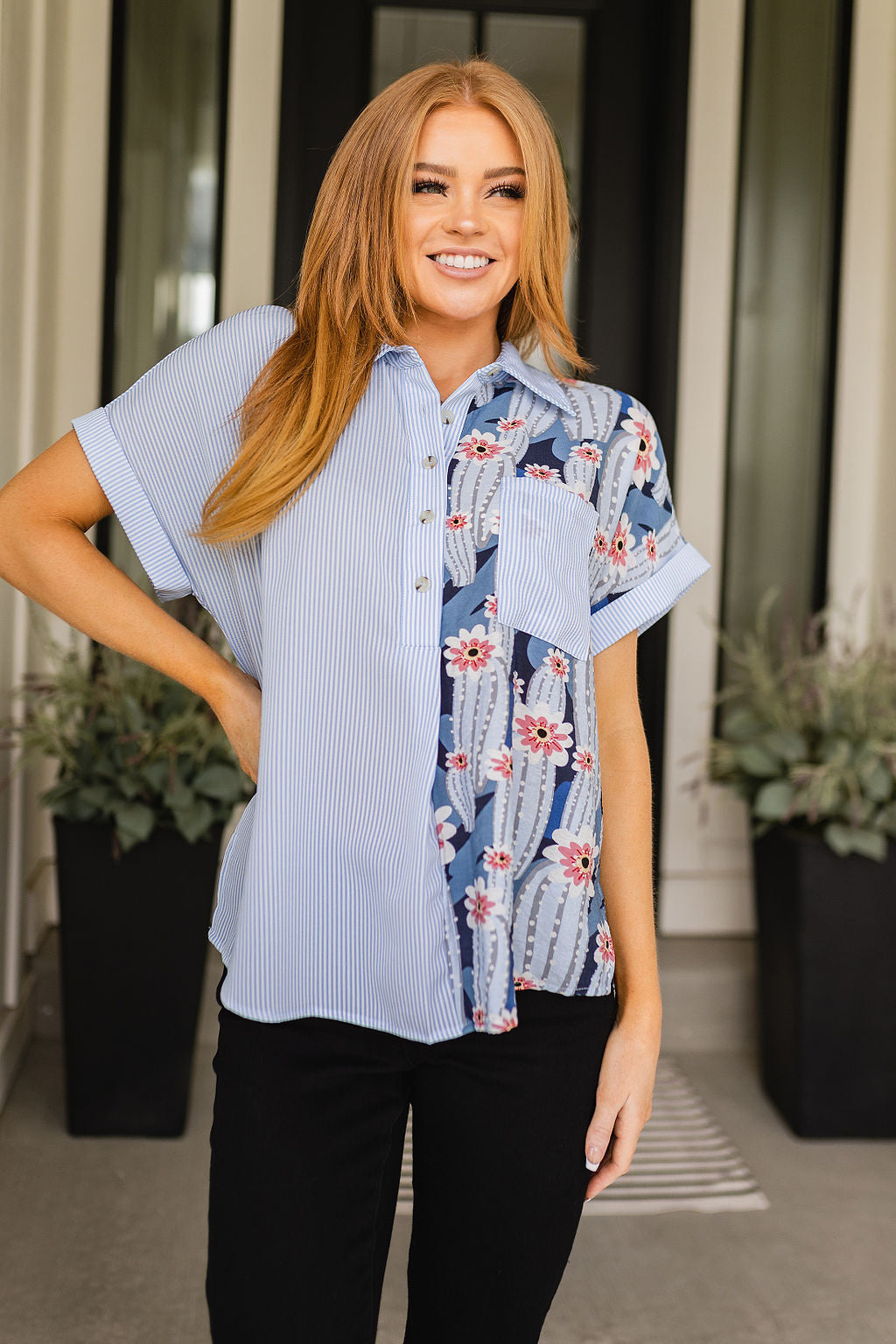 Best Of Both Worlds Button Down Top - 7/6/2023