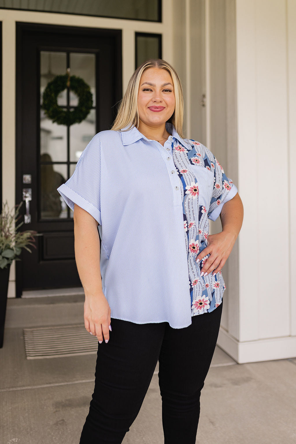 Best Of Both Worlds Button Down Top - 7/6/2023