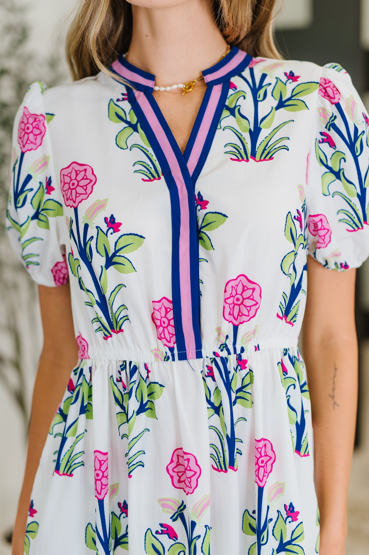 PREORDER: Boho V-Neck Balloon Sleeve Dress in Floral Print - Ships in 2-3 weeks