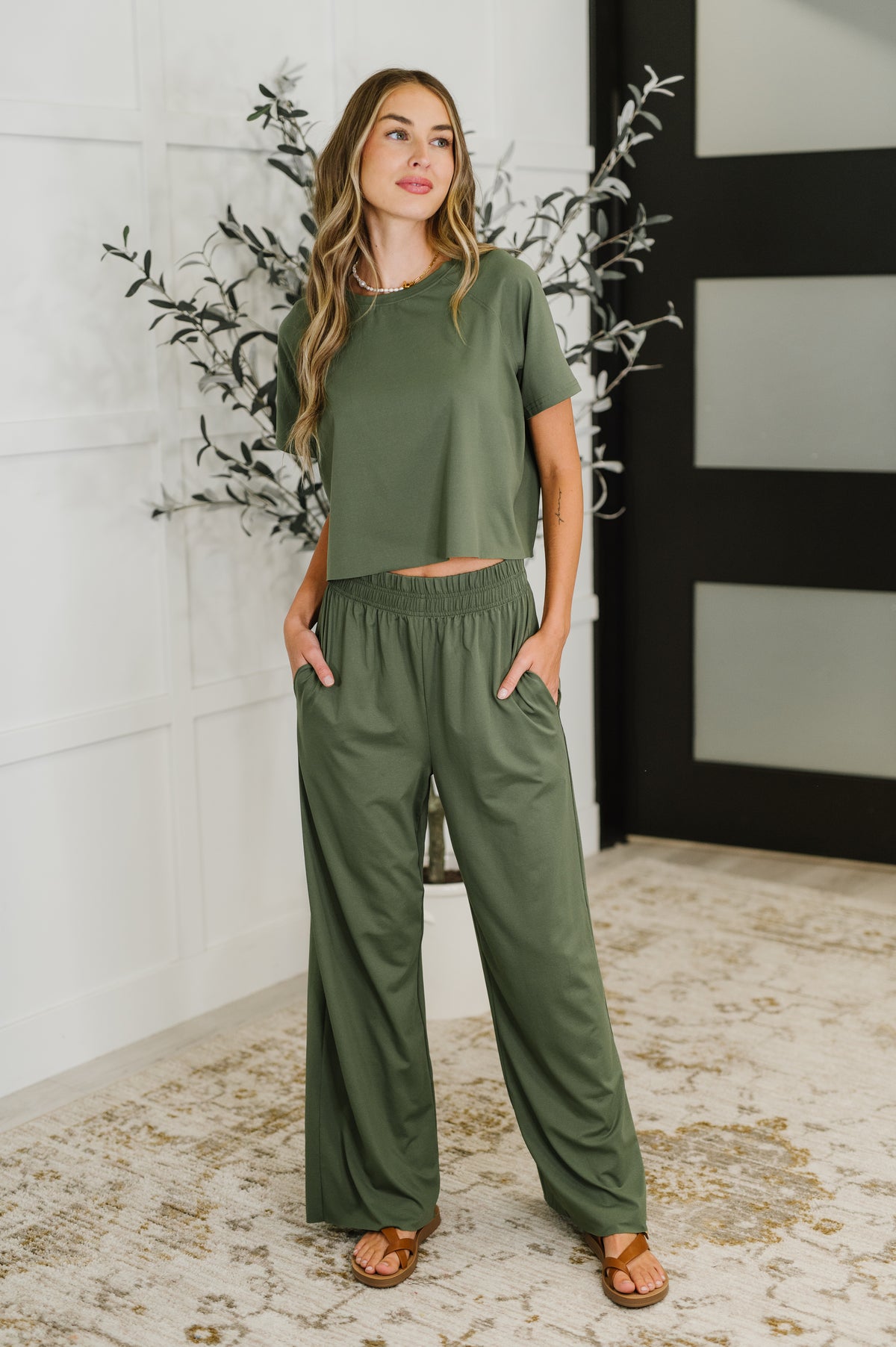 PREORDER: Casual Top and Bottom Set in Green - Ships in 2-3 weeks