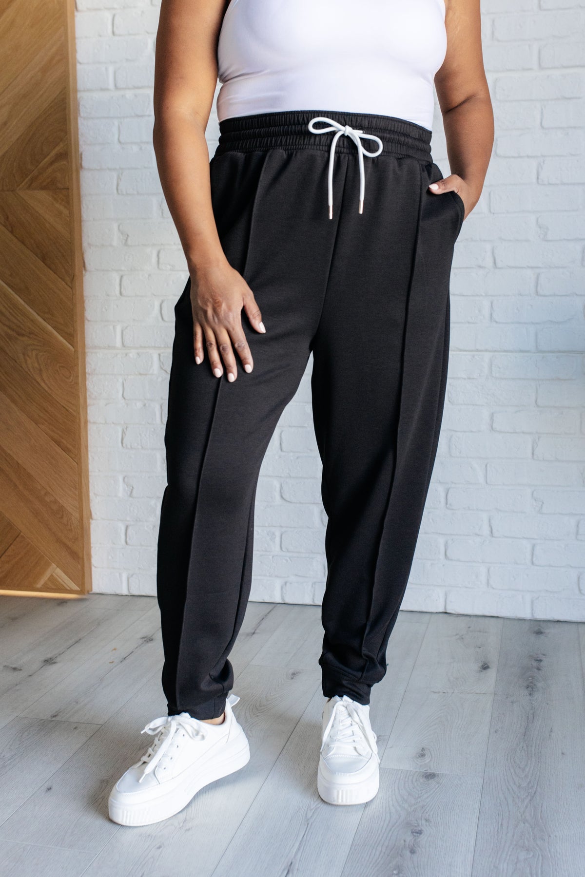 Center Seam Scuba Joggers in Black - 10/16/2024