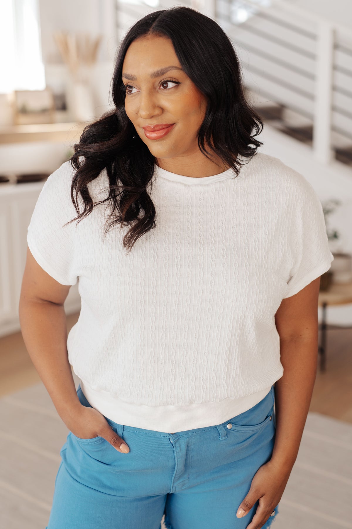 Clearly Classic Short Sleeve Top in White - 7/31/2025