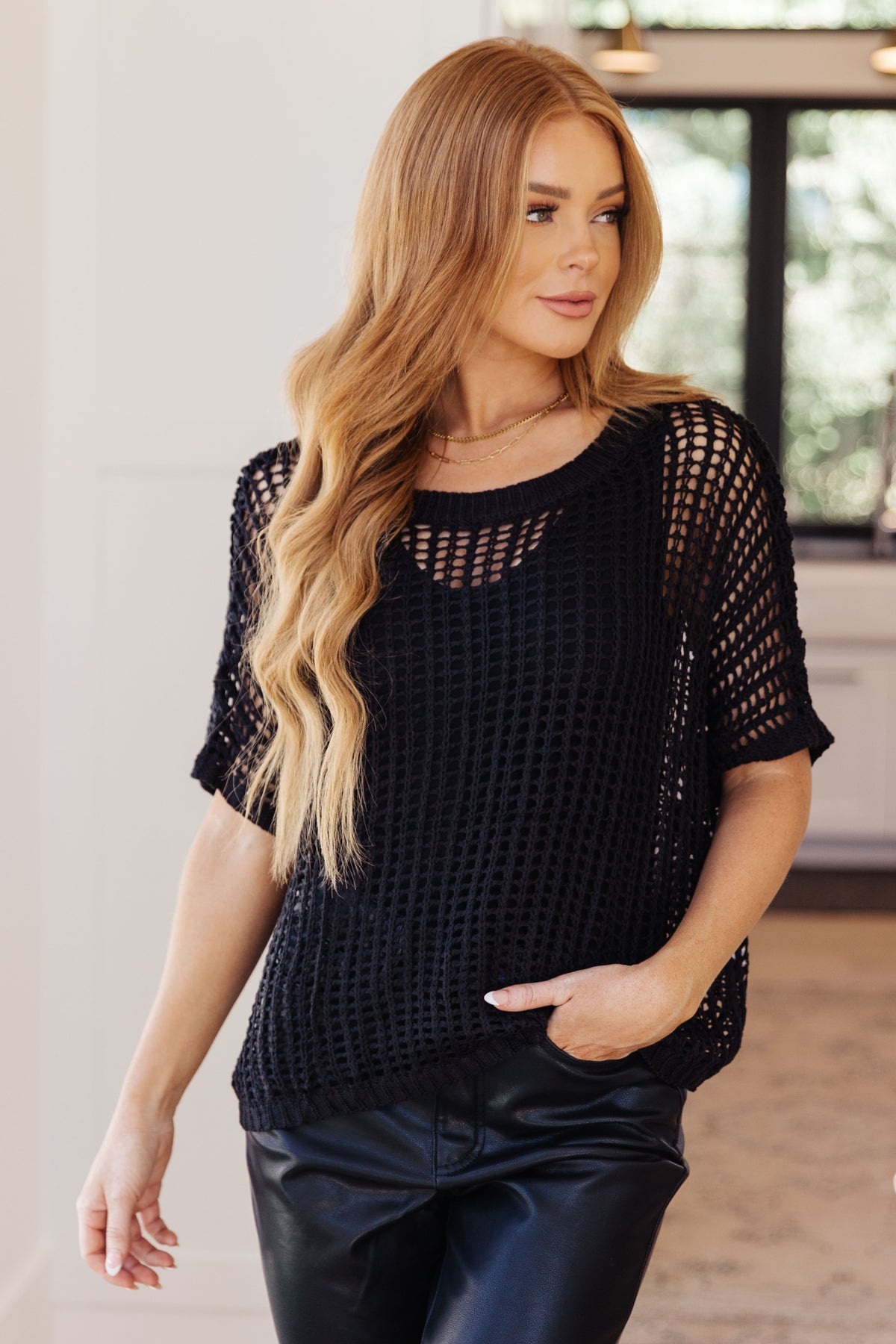 Coastal Dreams Fishnet Top in Black - 9/5/2023