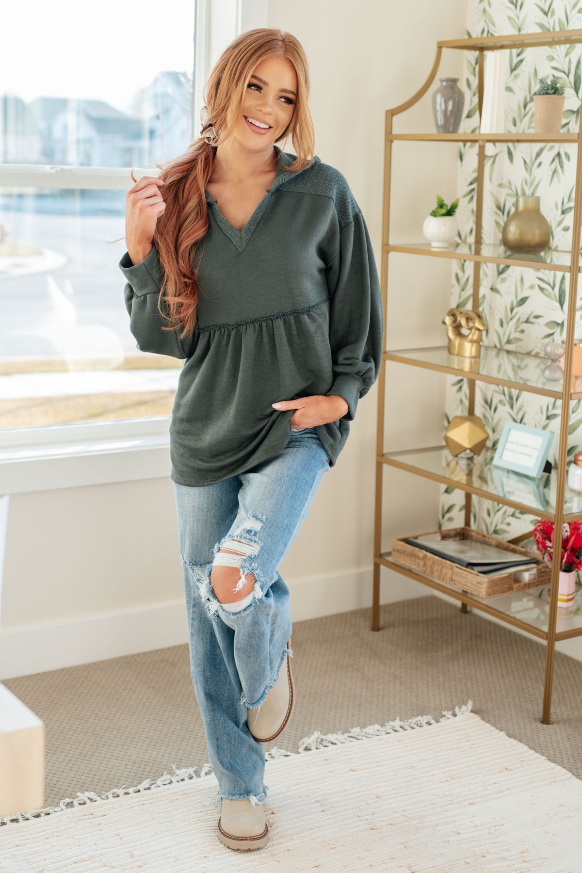 She's Not Wrong Hooded V-Neck Pullover - 2/24/2025