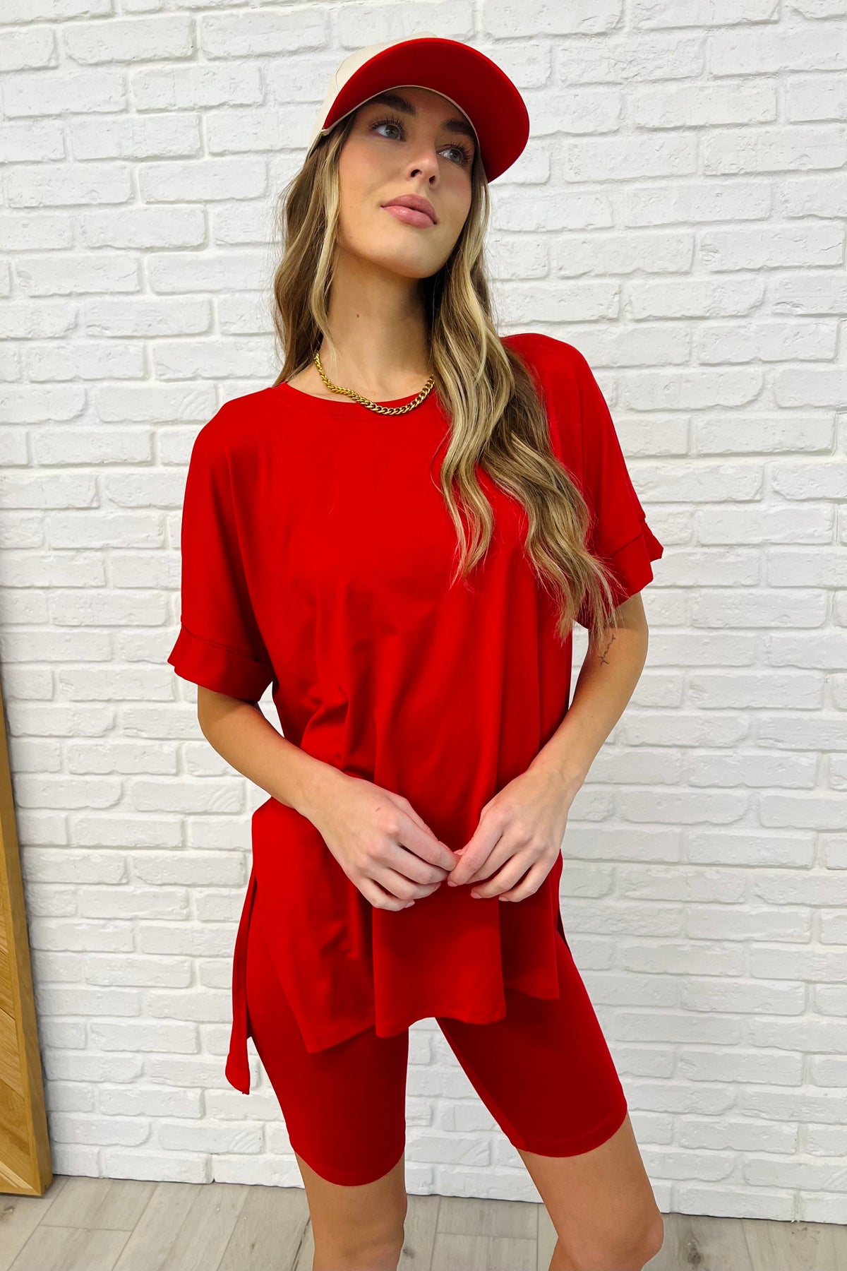 Comfy Cruising Top and Biker Shorts Set in Ruby - 3/5/2025