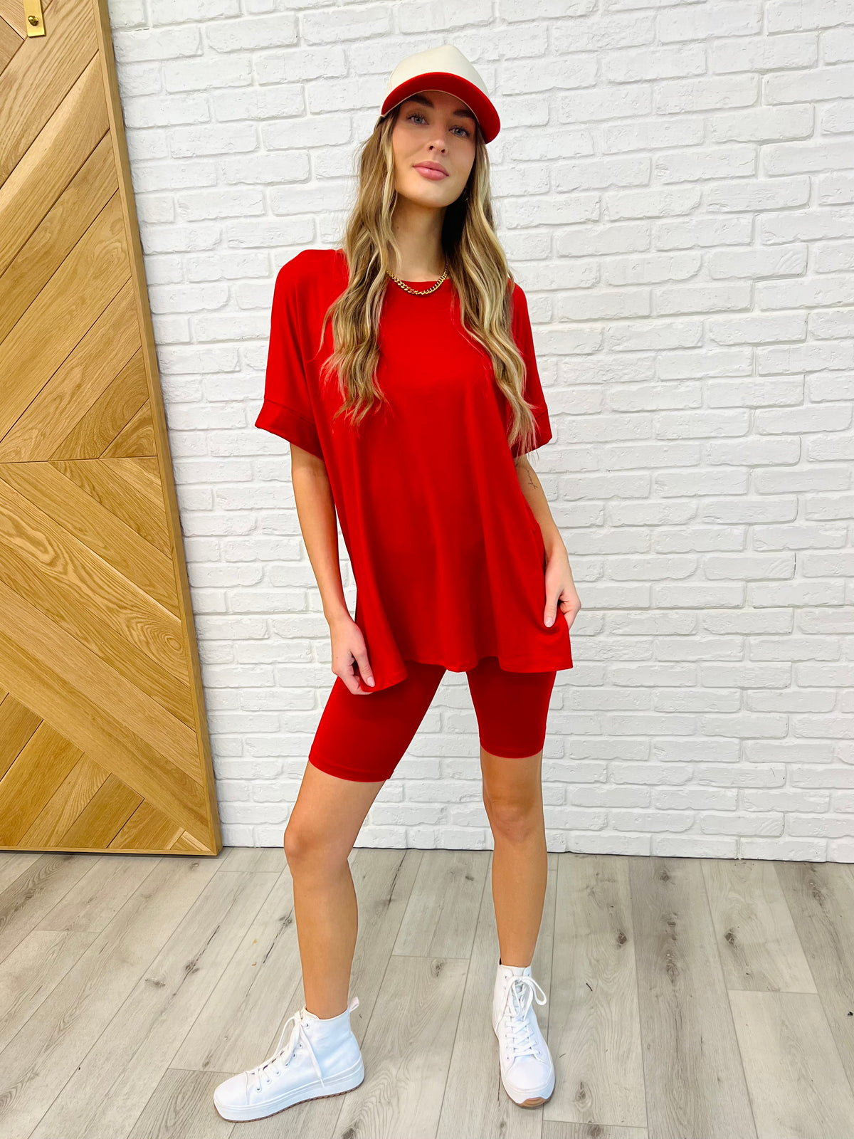 Comfy Cruising Top and Biker Shorts Set in Ruby - 3/5/2025