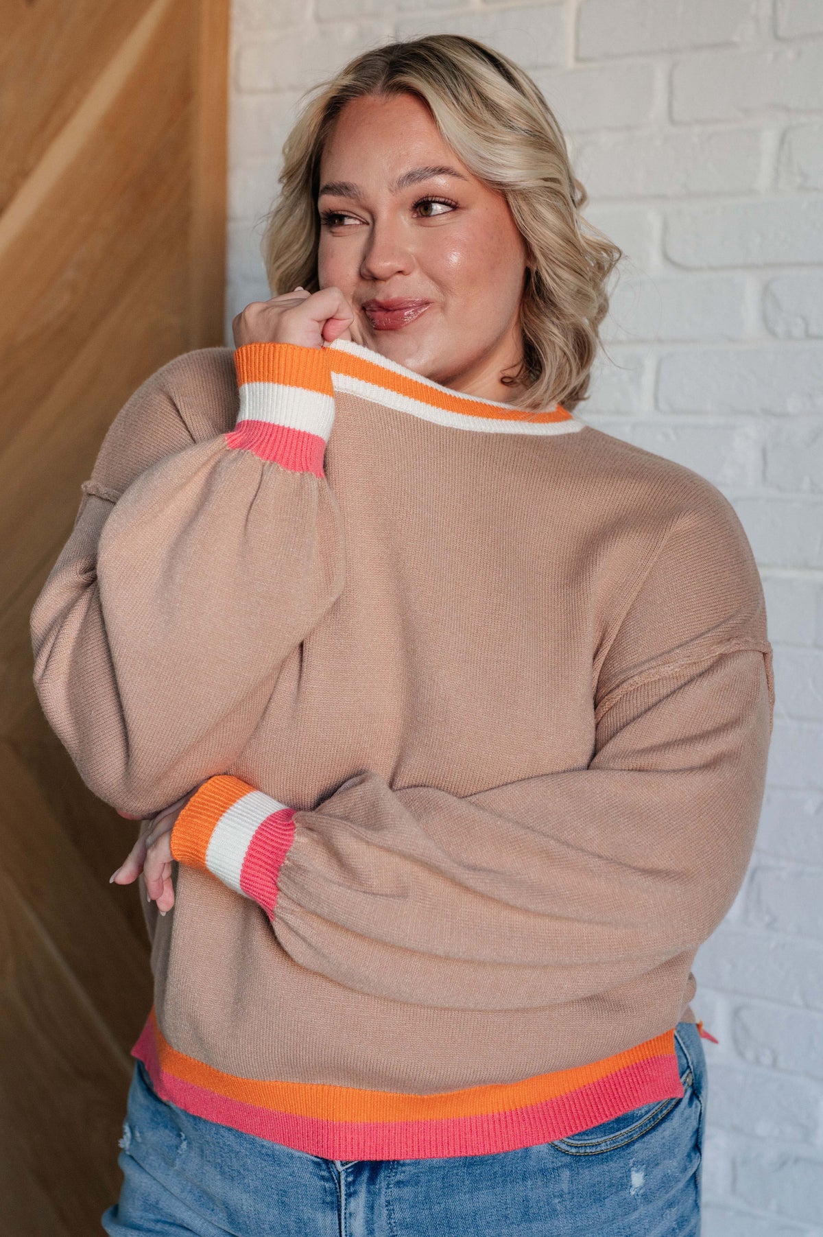 Conversational Moment Striped Trim Sweater - 9/25/2025