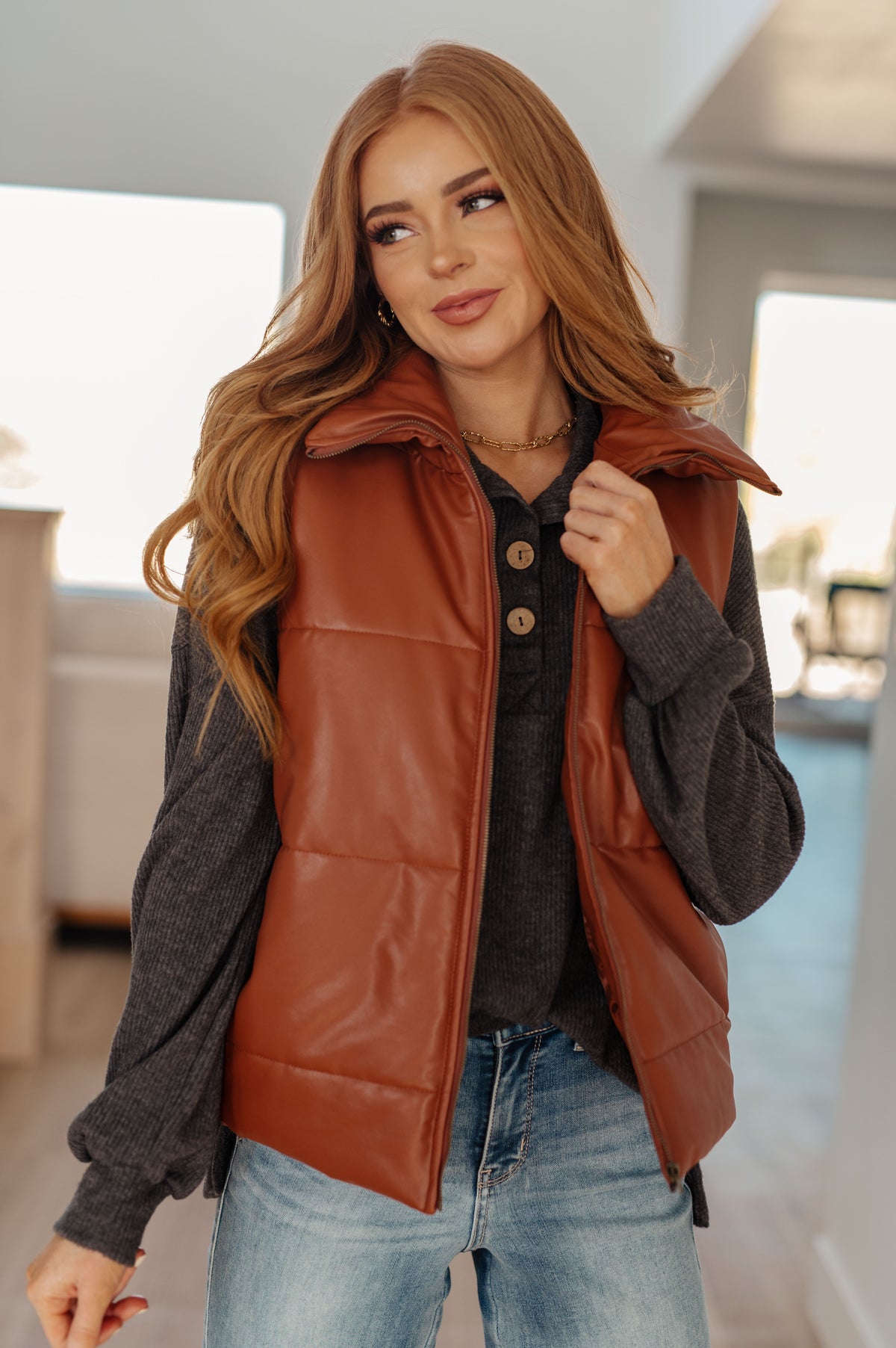 Persistence Pays Off Faux Leather Puffer Vest - 11/28/2023