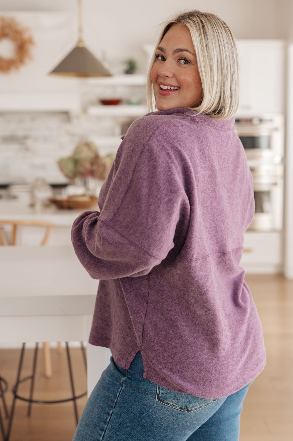 Cozy Moment 1/2 Zip Pullover in Purple - 11/10/2023