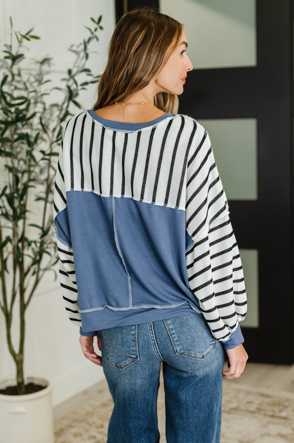 Cute in Comfort Crew Neck Pullover in White, Black and Denim - 8/19/2025 NEW