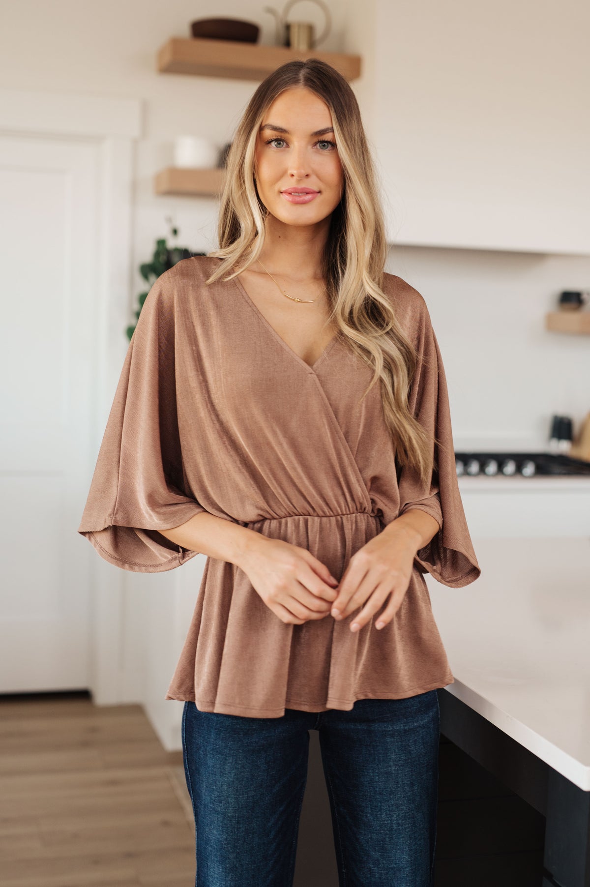 Dazzlingly Draped V-Neck Blouse - 11/8/2024