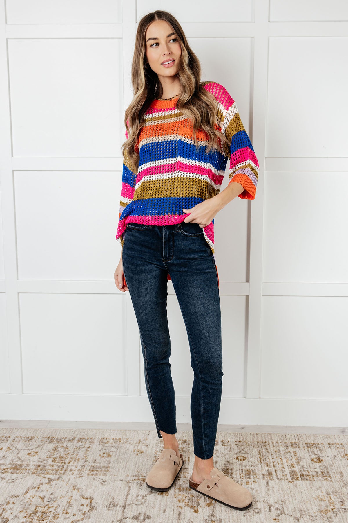 Deep Thoughts Striped Loose Knit Top - 8/21/2025