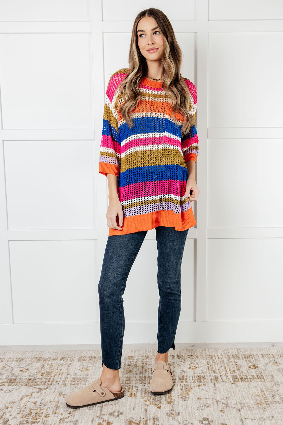 Deep Thoughts Striped Loose Knit Top - 8/21/2025