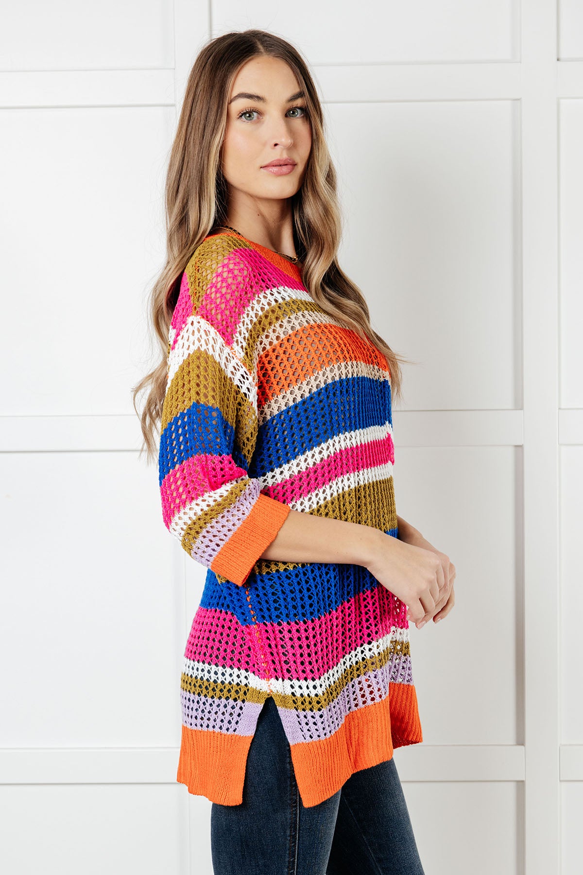 Deep Thoughts Striped Loose Knit Top - 8/21/2025
