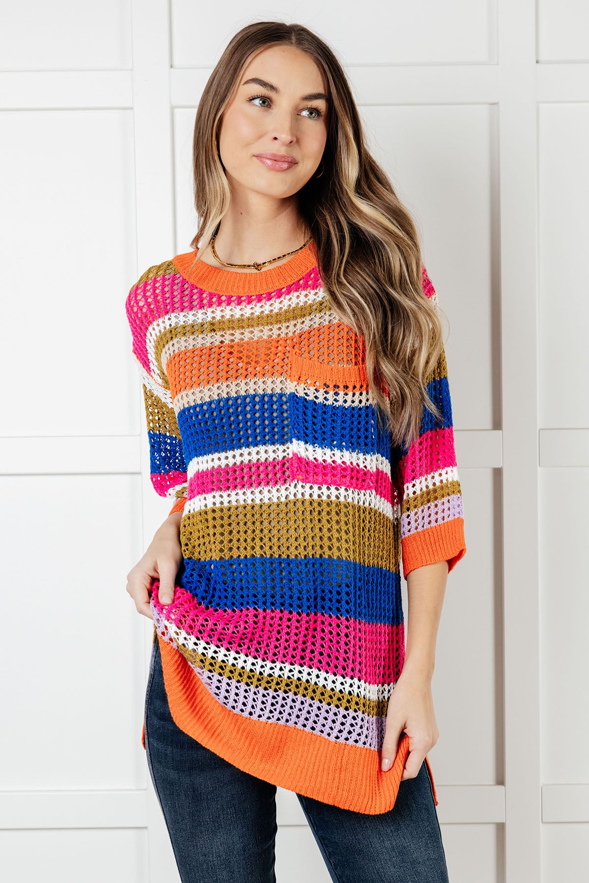 Deep Thoughts Striped Loose Knit Top - 8/21/2025