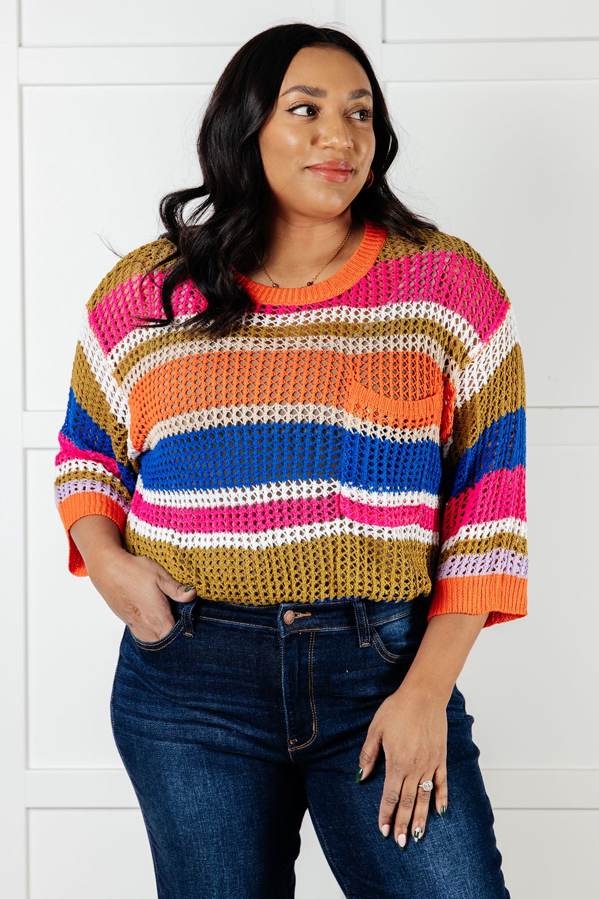 Deep Thoughts Striped Loose Knit Top - 8/21/2025