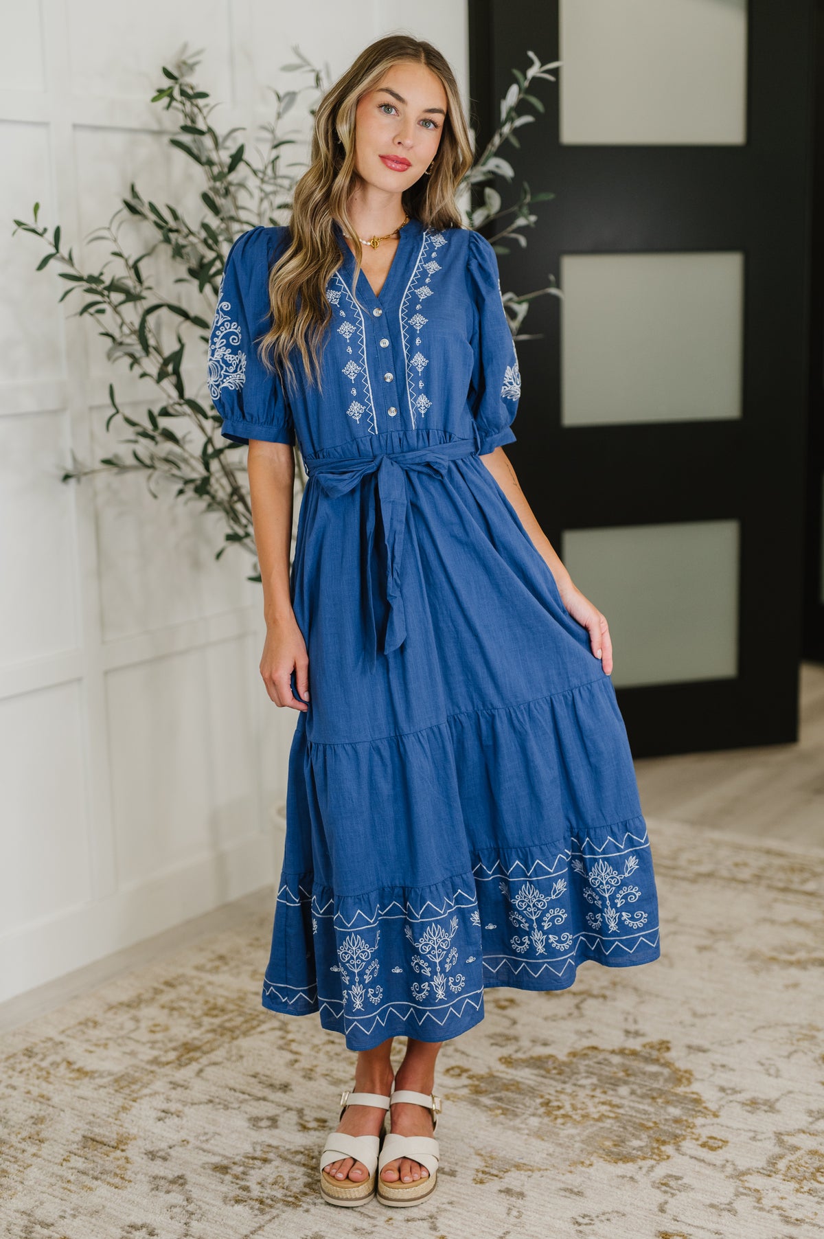 Delicate Devotion Puff Sleeve Dress in Blue - 6/24/2025 NEW