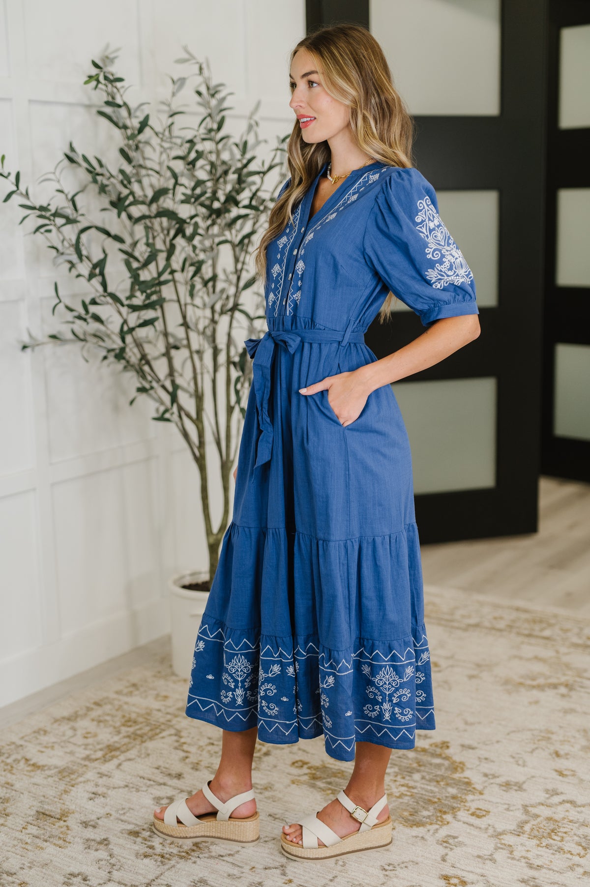 Delicate Devotion Puff Sleeve Dress in Blue - 6/24/2025 NEW