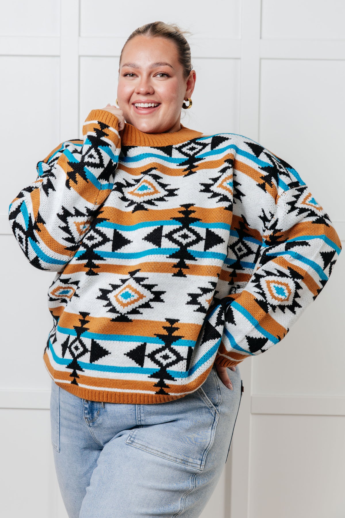 Desert Vibes Geometric Striped Sweater - 9/30/2025 NEW