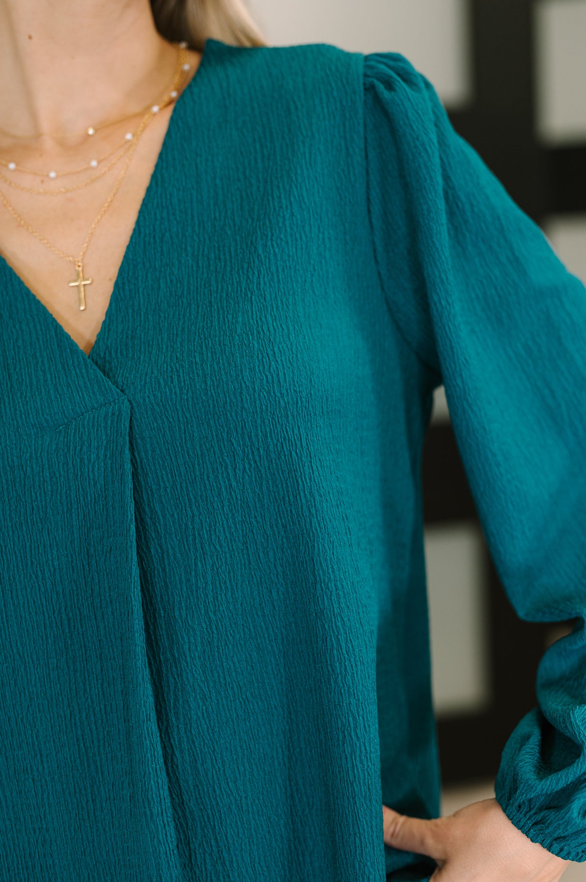 Desk to Dinner V-Neck Balloon Sleeve Blouse - 10/10/2025 NEW