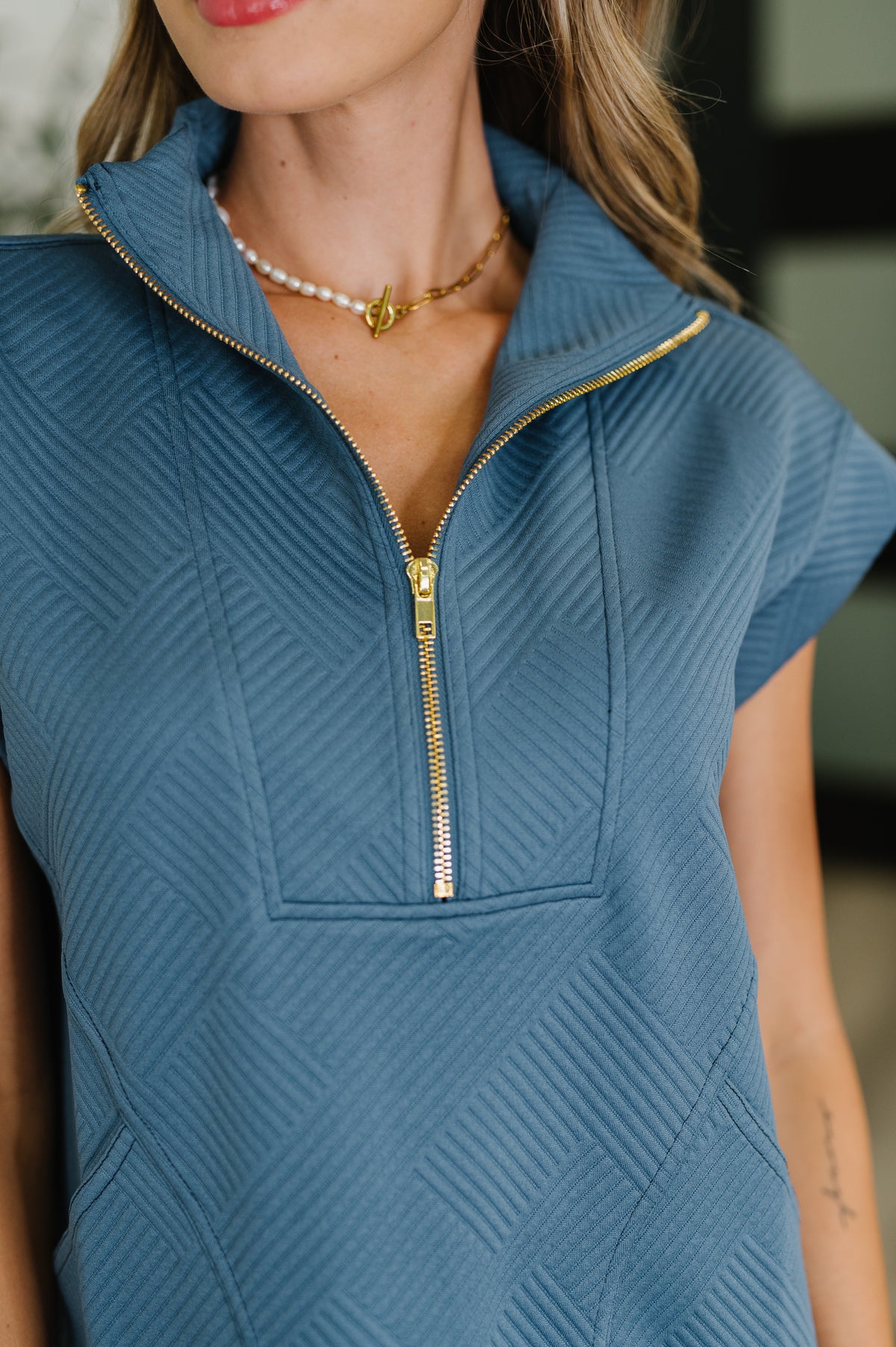 Easy Hustle High Neck Dress in Dusty Blue - 6/25/2025