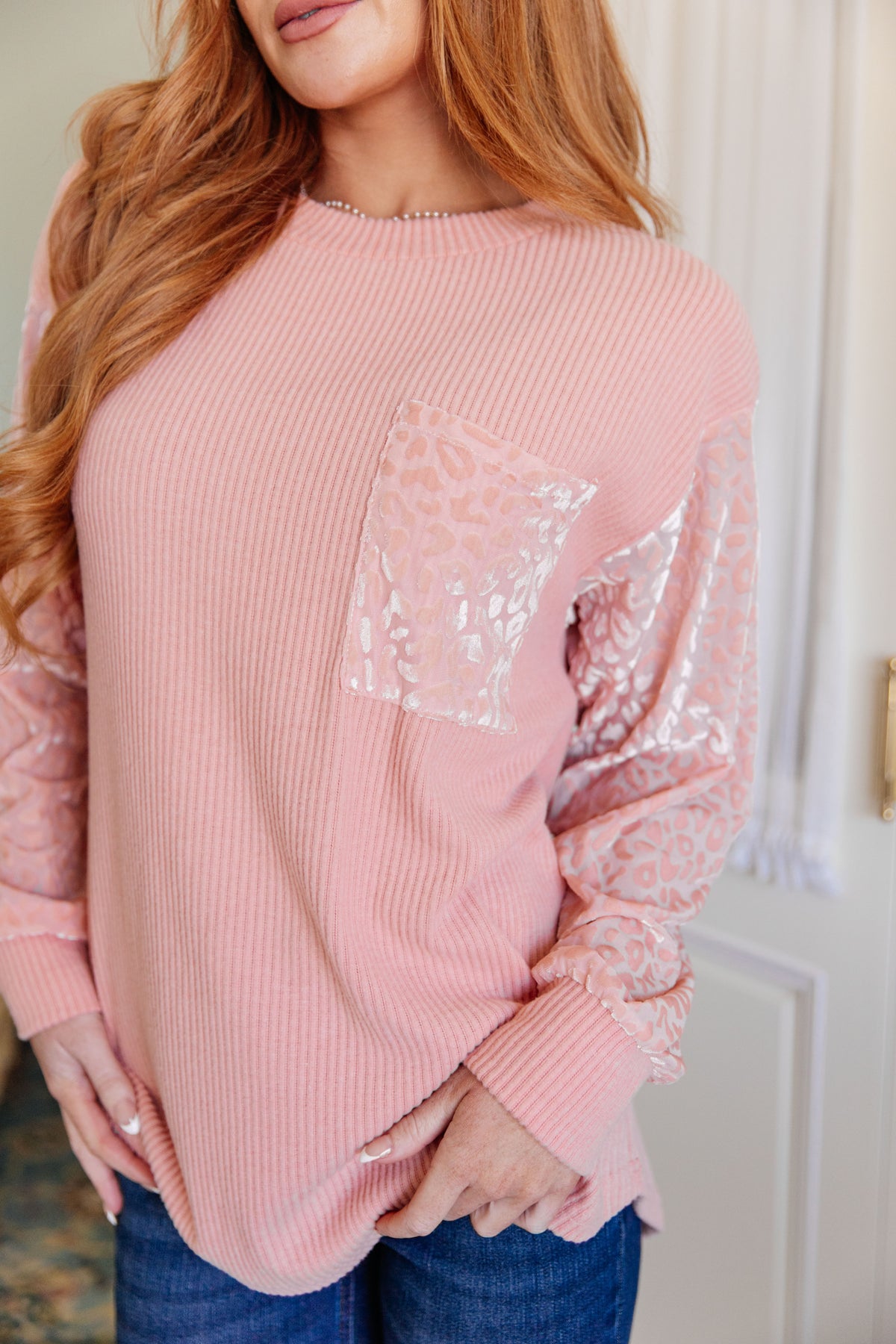 Embellished Excellence Velvet Leopard Detail Top - 11/20/2023