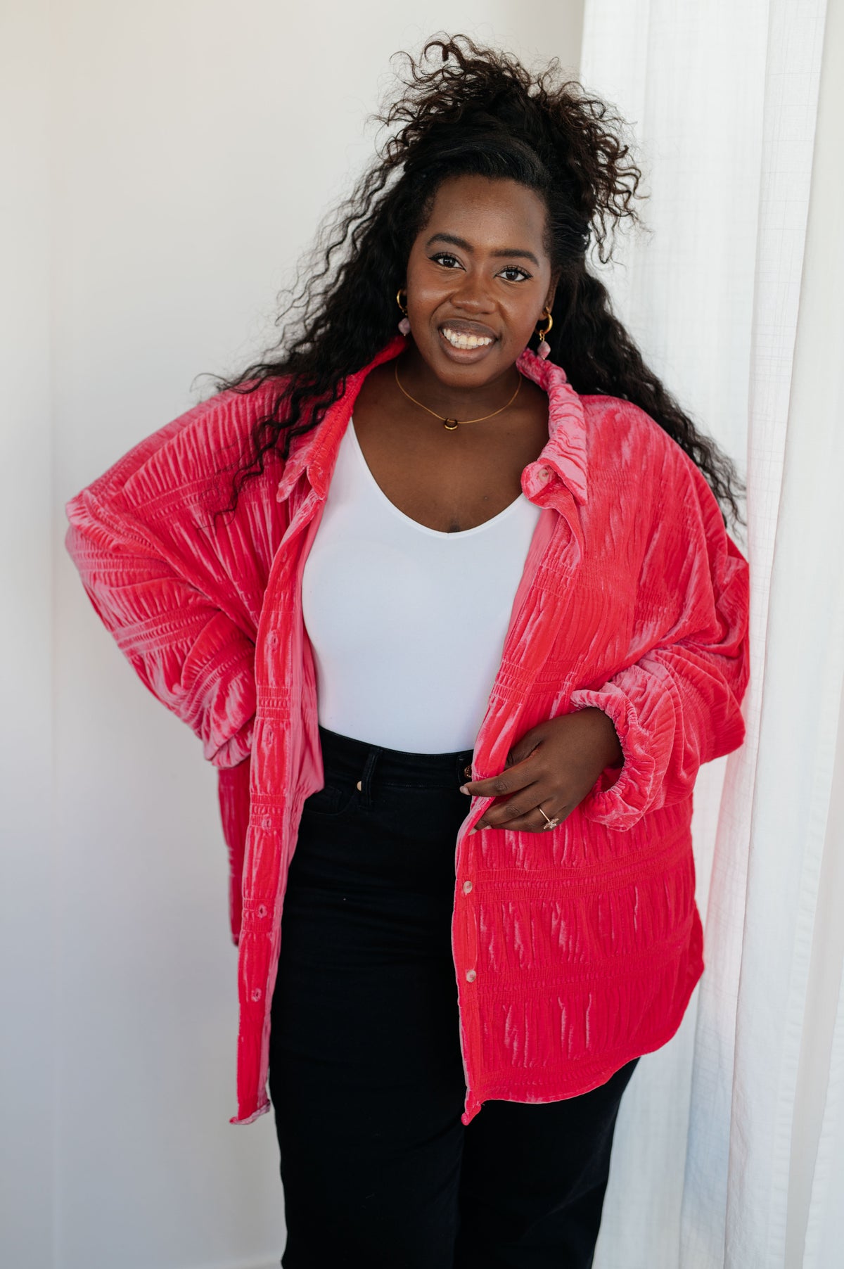 Feeling Fuchsia Velvet Button Down - 11/17/2023