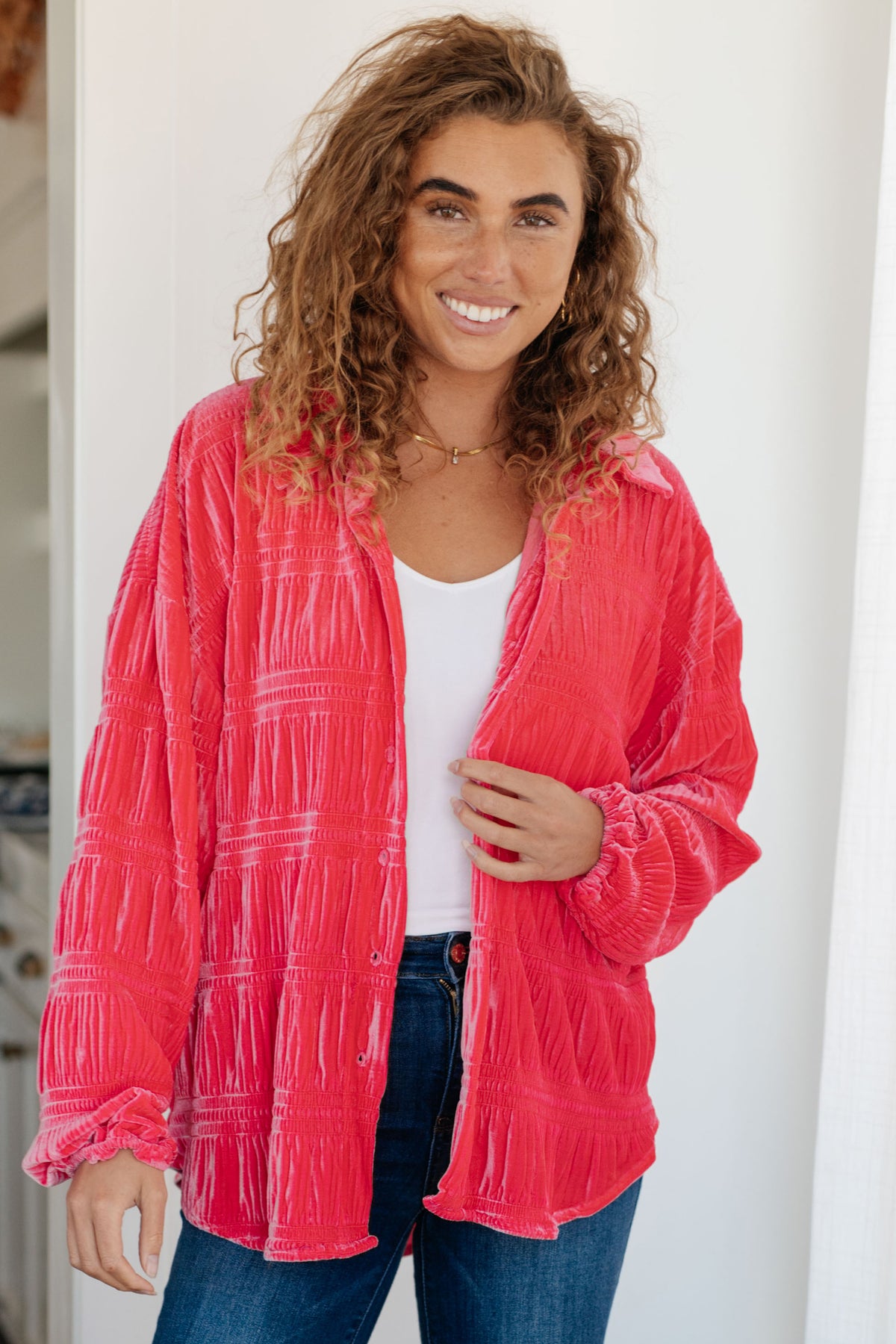 Feeling Fuchsia Velvet Button Down - 11/17/2023