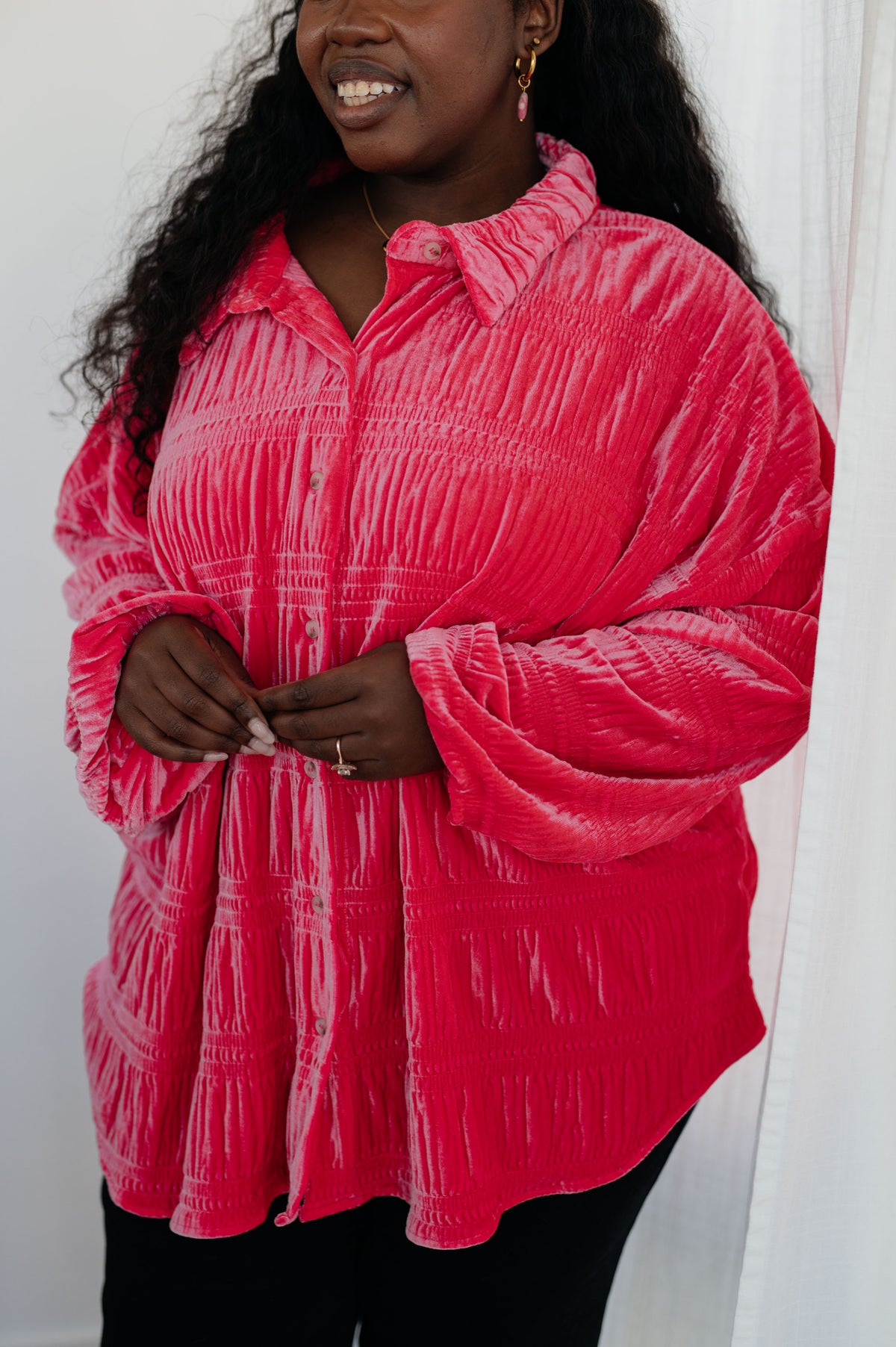 Feeling Fuchsia Velvet Button Down - 11/17/2023