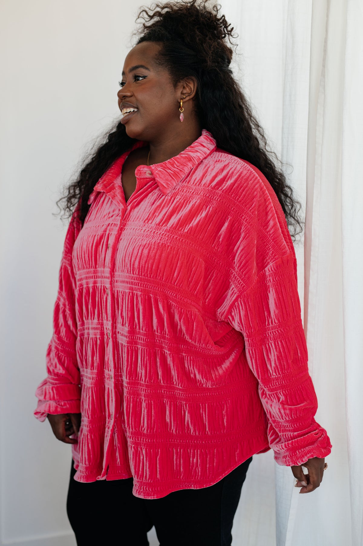 Feeling Fuchsia Velvet Button Down - 11/17/2023