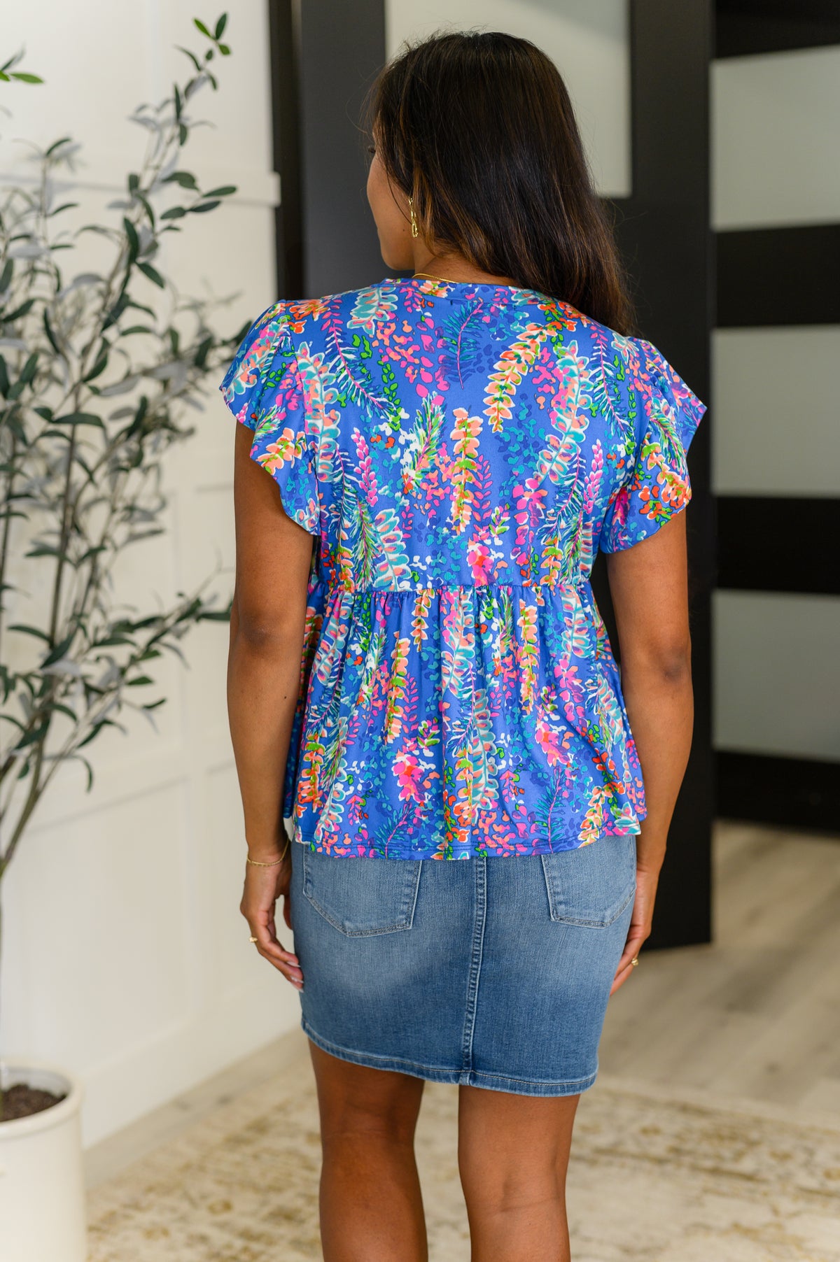 Flirt Alert Flutter Sleeve Top in Blue - 8/8/2025 NEW