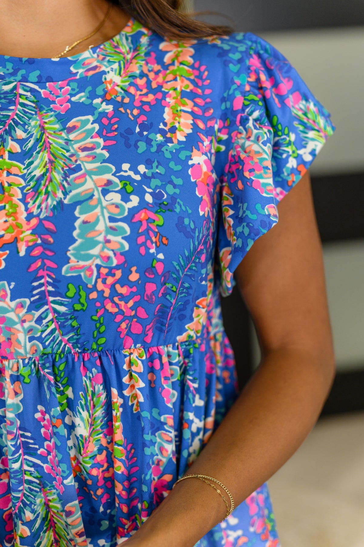 Flirt Alert Flutter Sleeve Top in Blue - 8/8/2025 NEW
