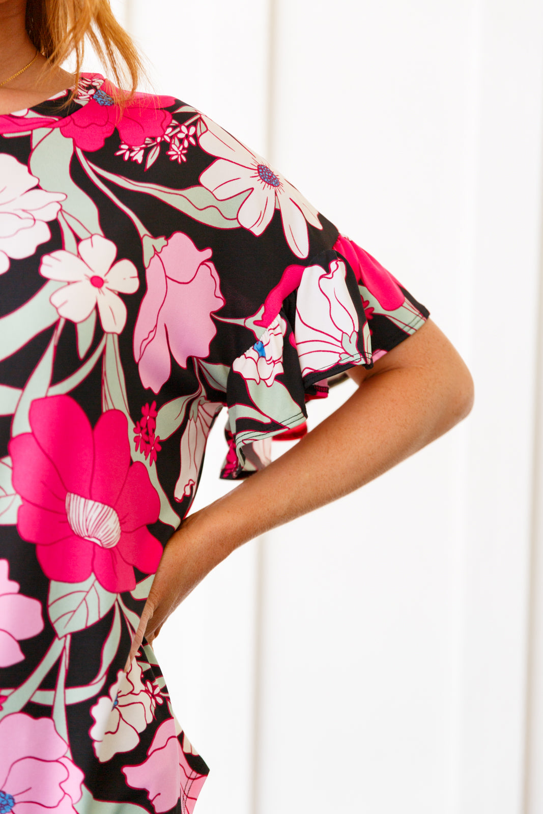 Floral First Ruffle Sleeve Top - 7/20/2023