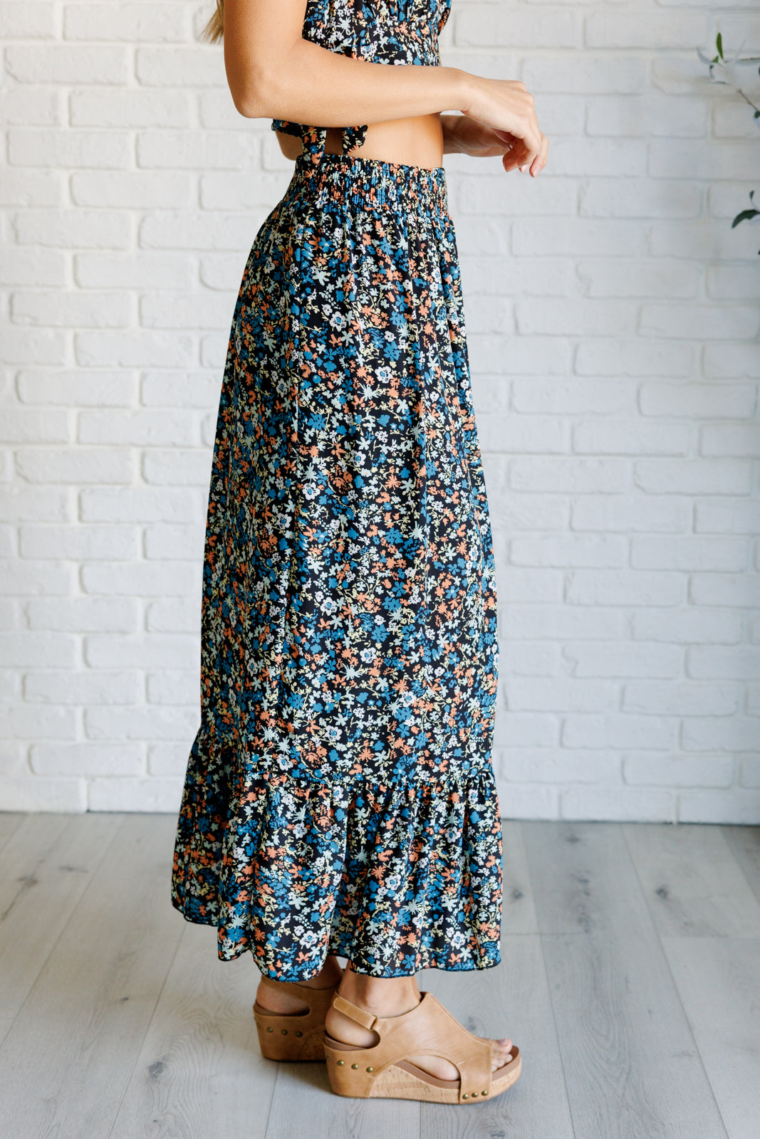 Flutter of Florals V-Neck Crop and Skirt Set - 7/7/2025