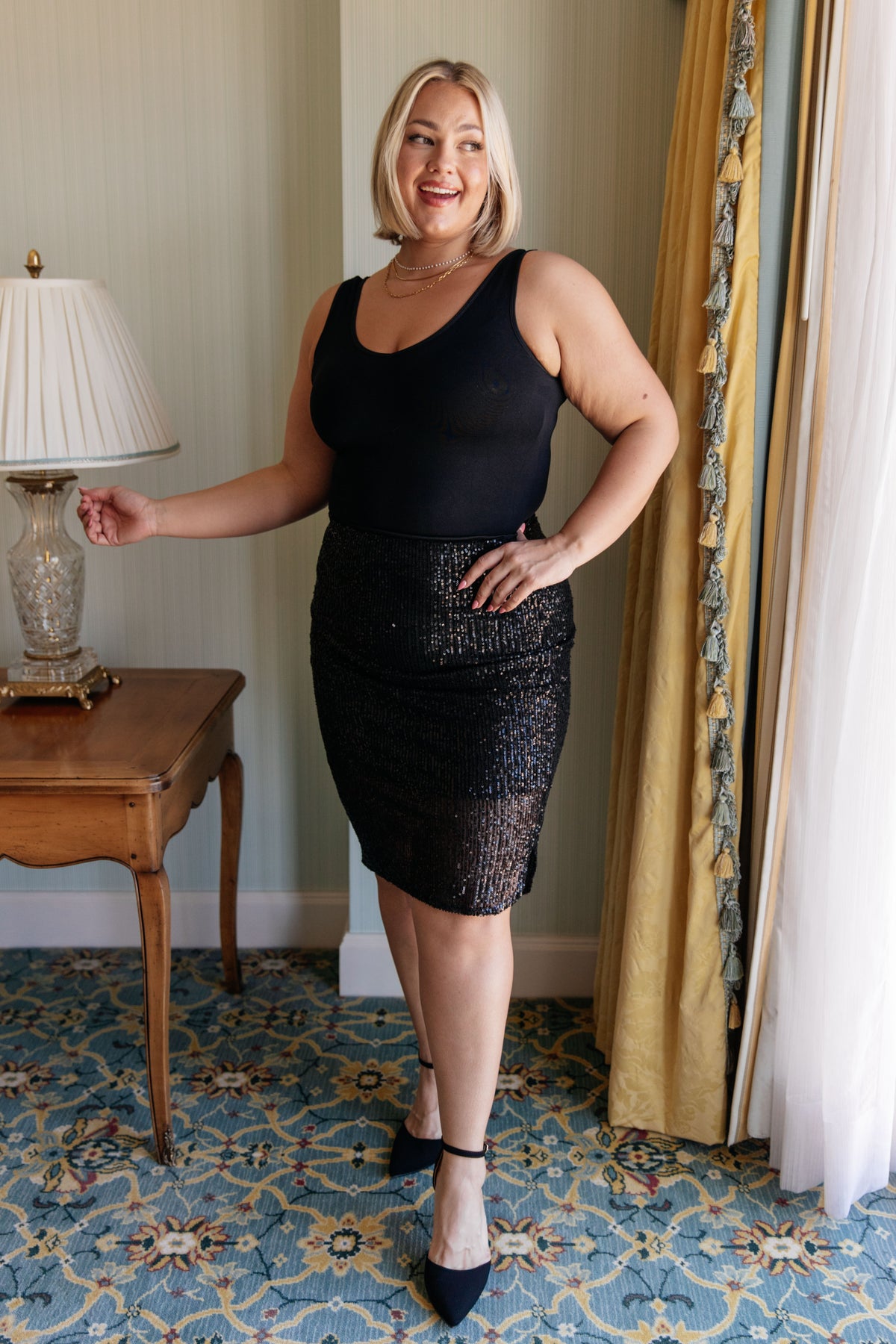 Gilded Age Sequin Skirt in Black - 11/8/2024