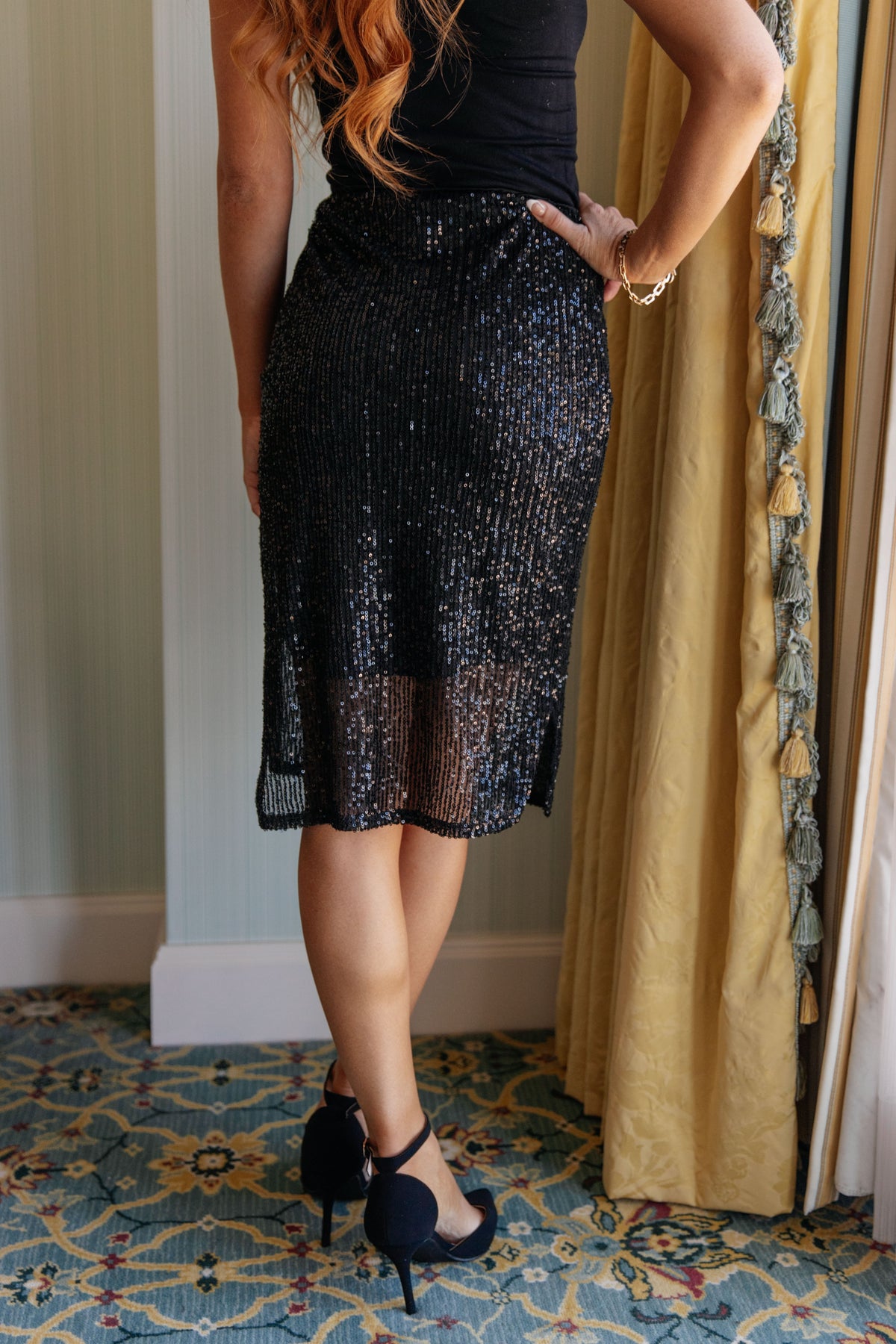 Gilded Age Sequin Skirt in Black - 11/8/2024