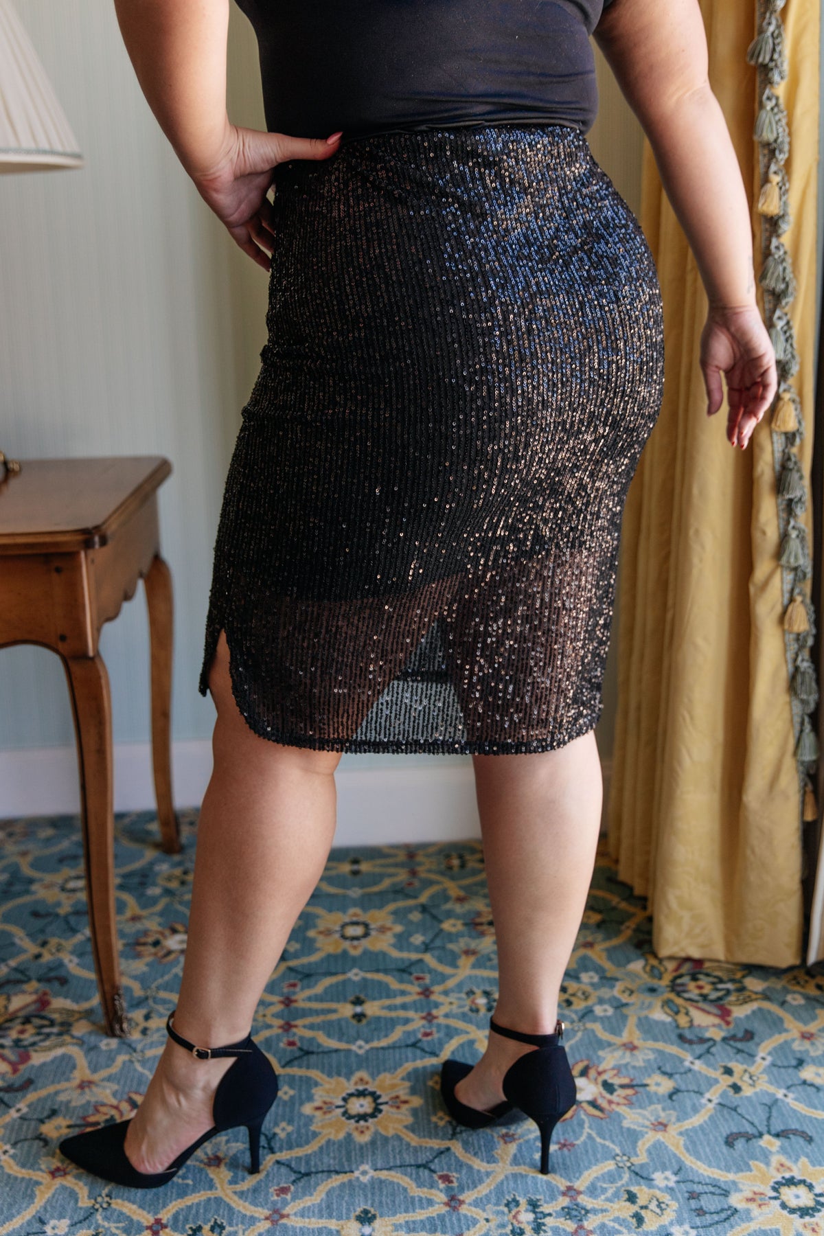Gilded Age Sequin Skirt in Black - 11/8/2024