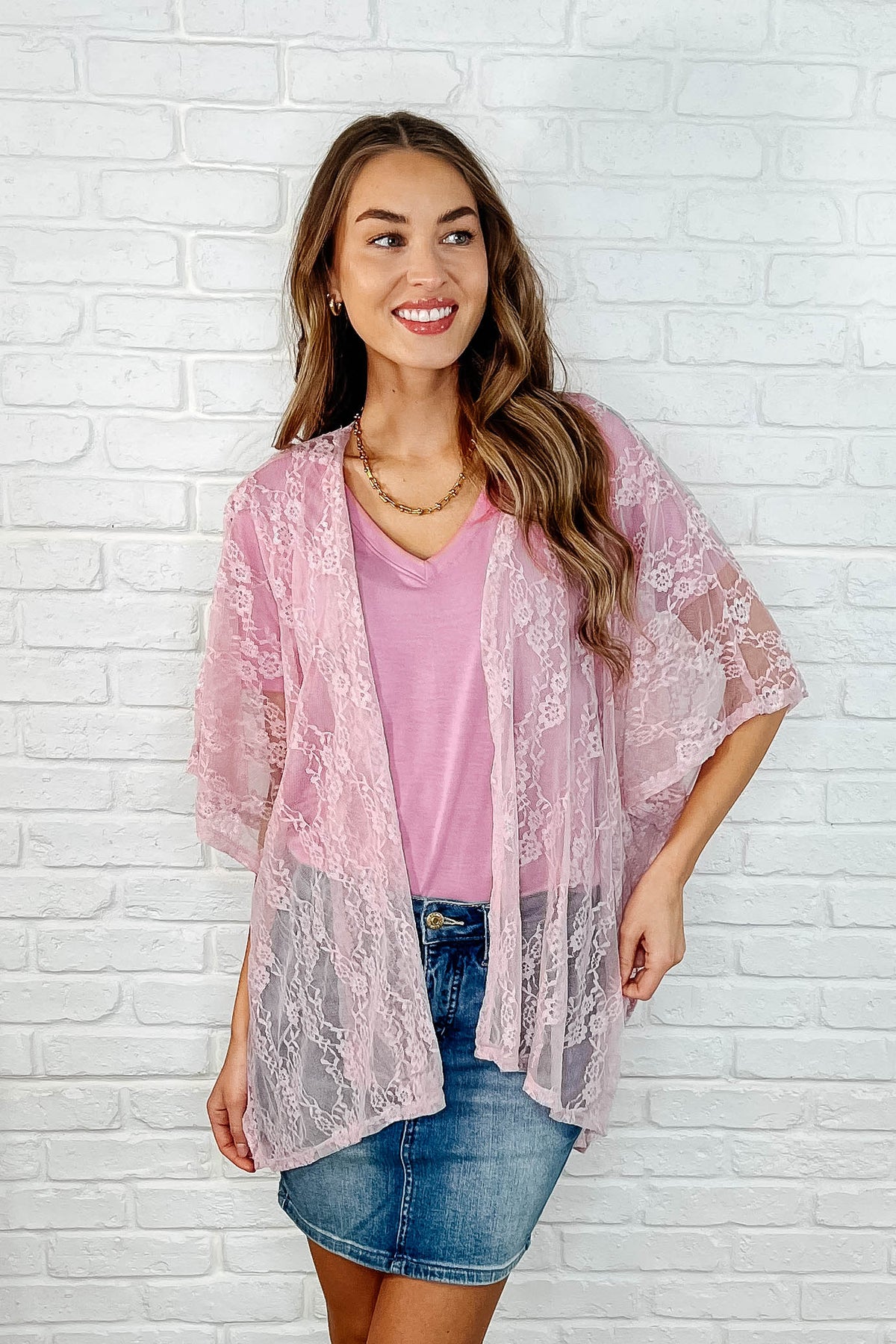 Good Days Ahead Lace Kimono In Mauve - 3/24/2025