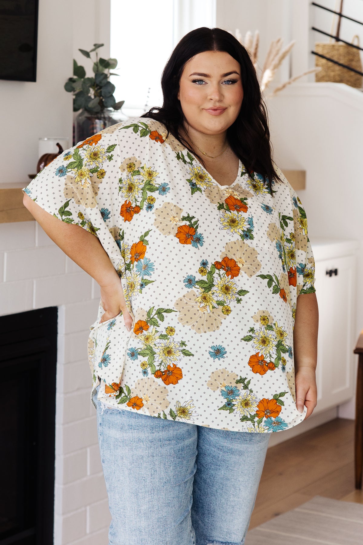Good Morning Floral V-Neck Blouse - 8/4/2023