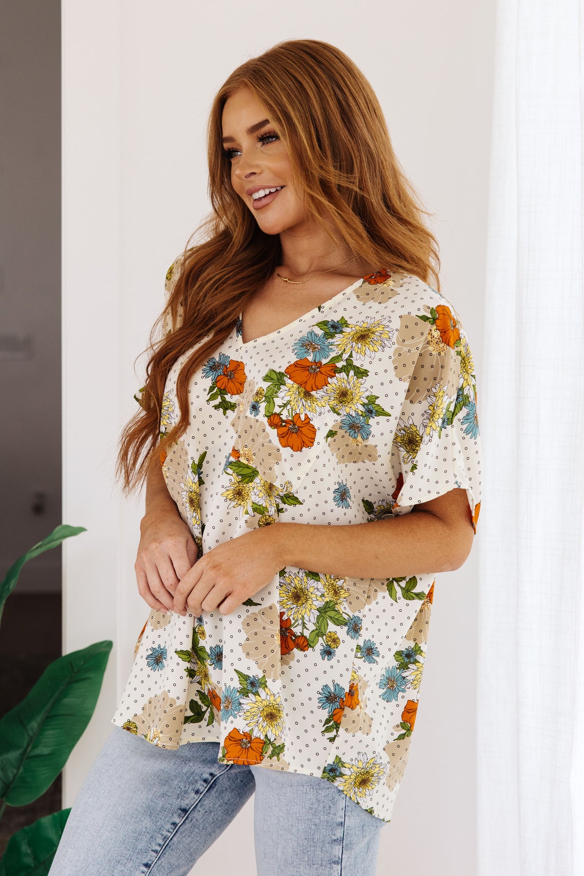 Good Morning Floral V-Neck Blouse - 8/4/2023