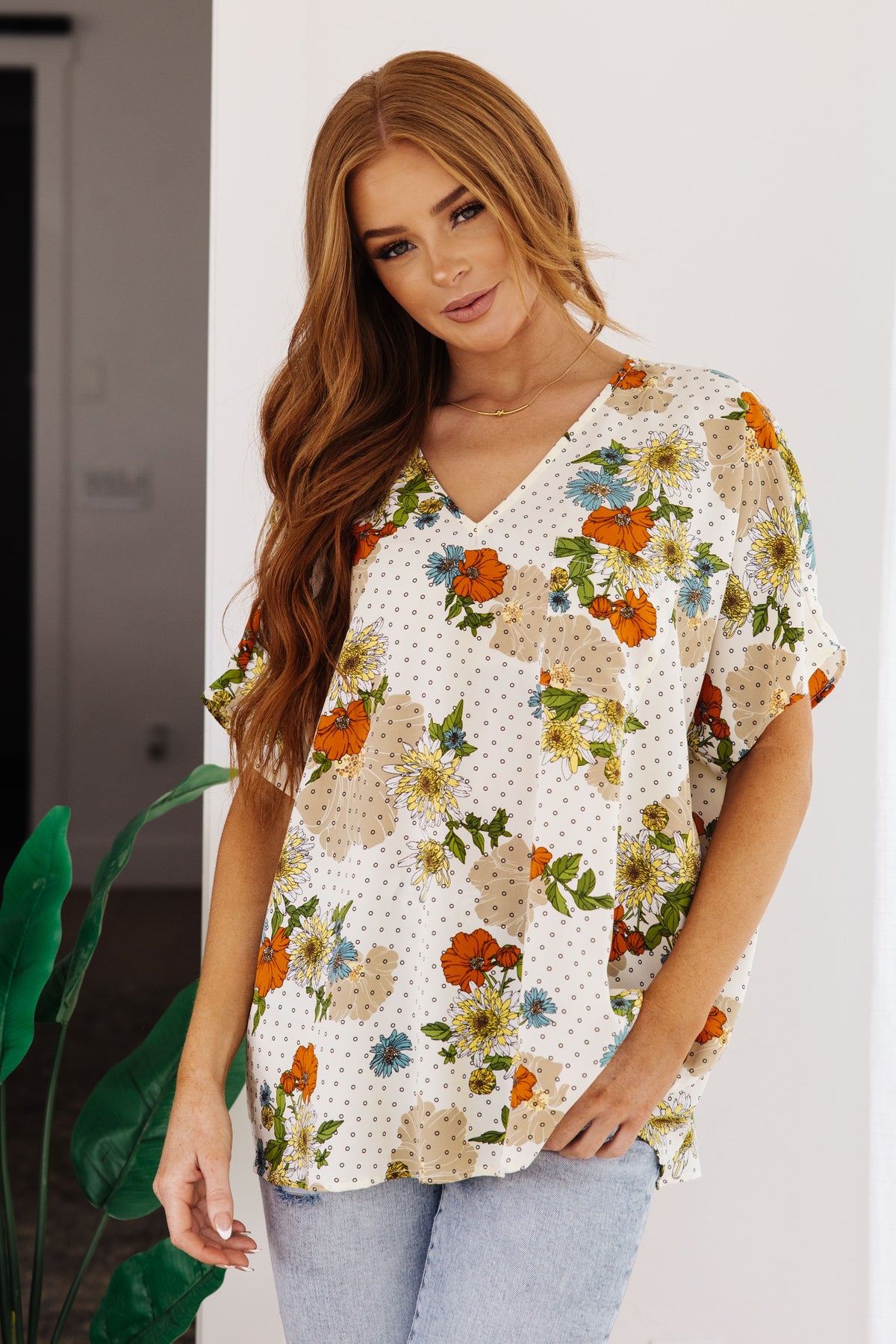 Good Morning Floral V-Neck Blouse - 8/4/2023