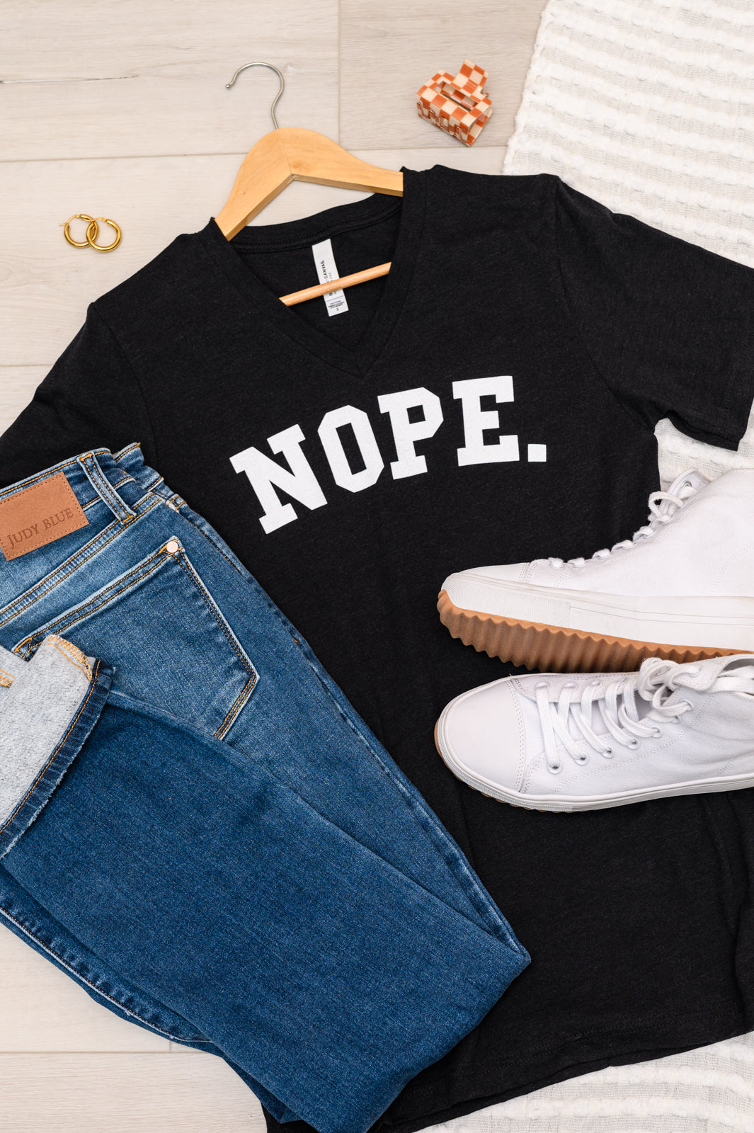 Nope V-Neck Graphic Tee - 10/9/2023