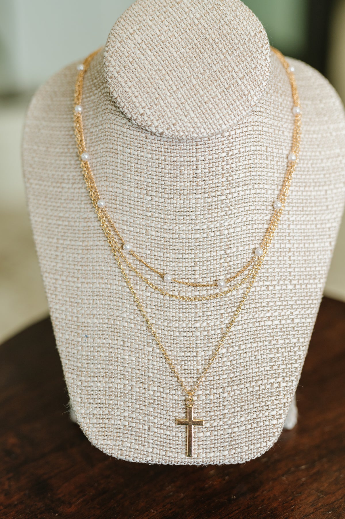 Halo Hues Cross Pendant Layered Necklace Set in Gold - 8/22/2025