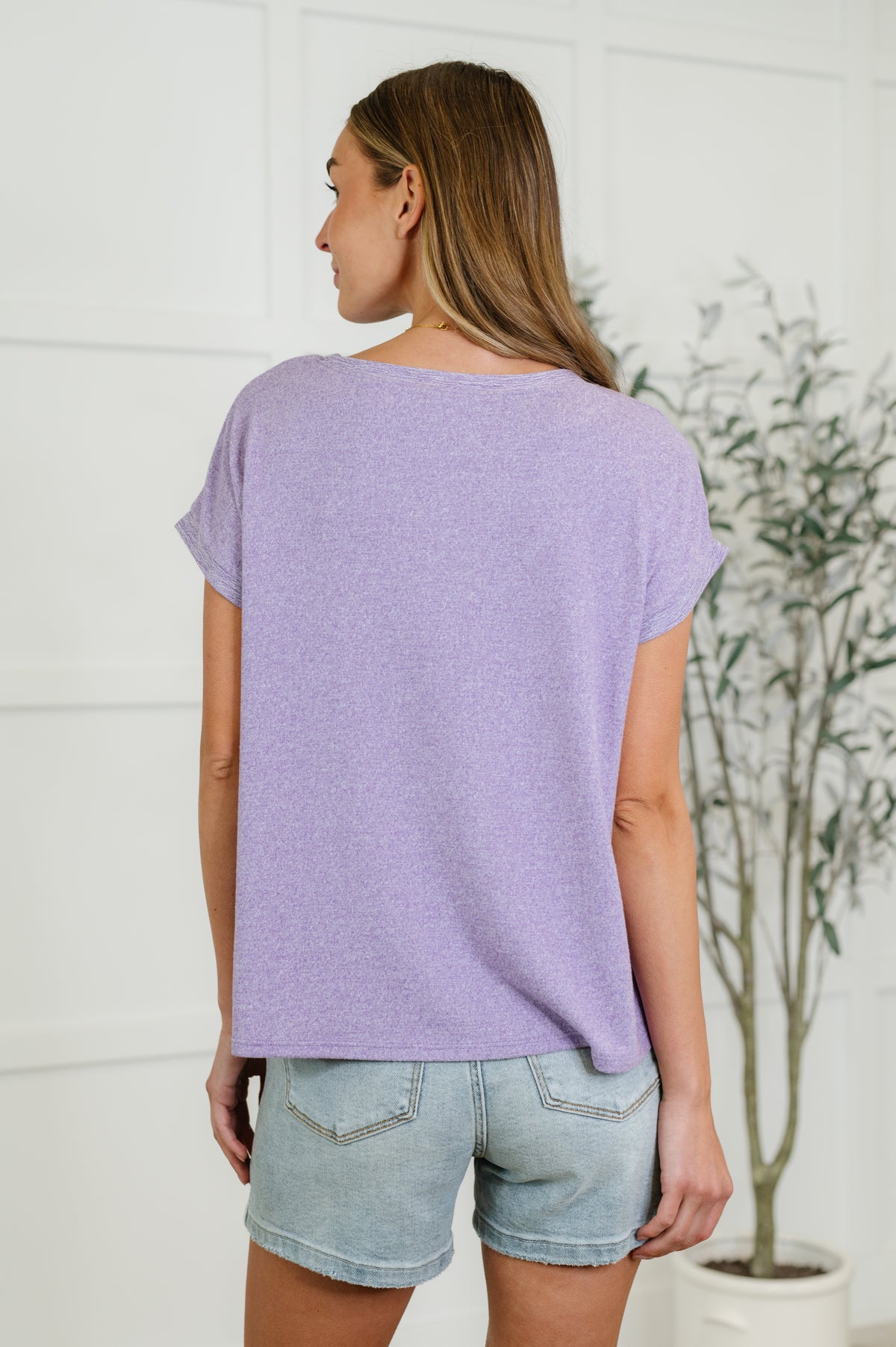Heathered Harmony Basic Tee in Lavender - 5/14/2025