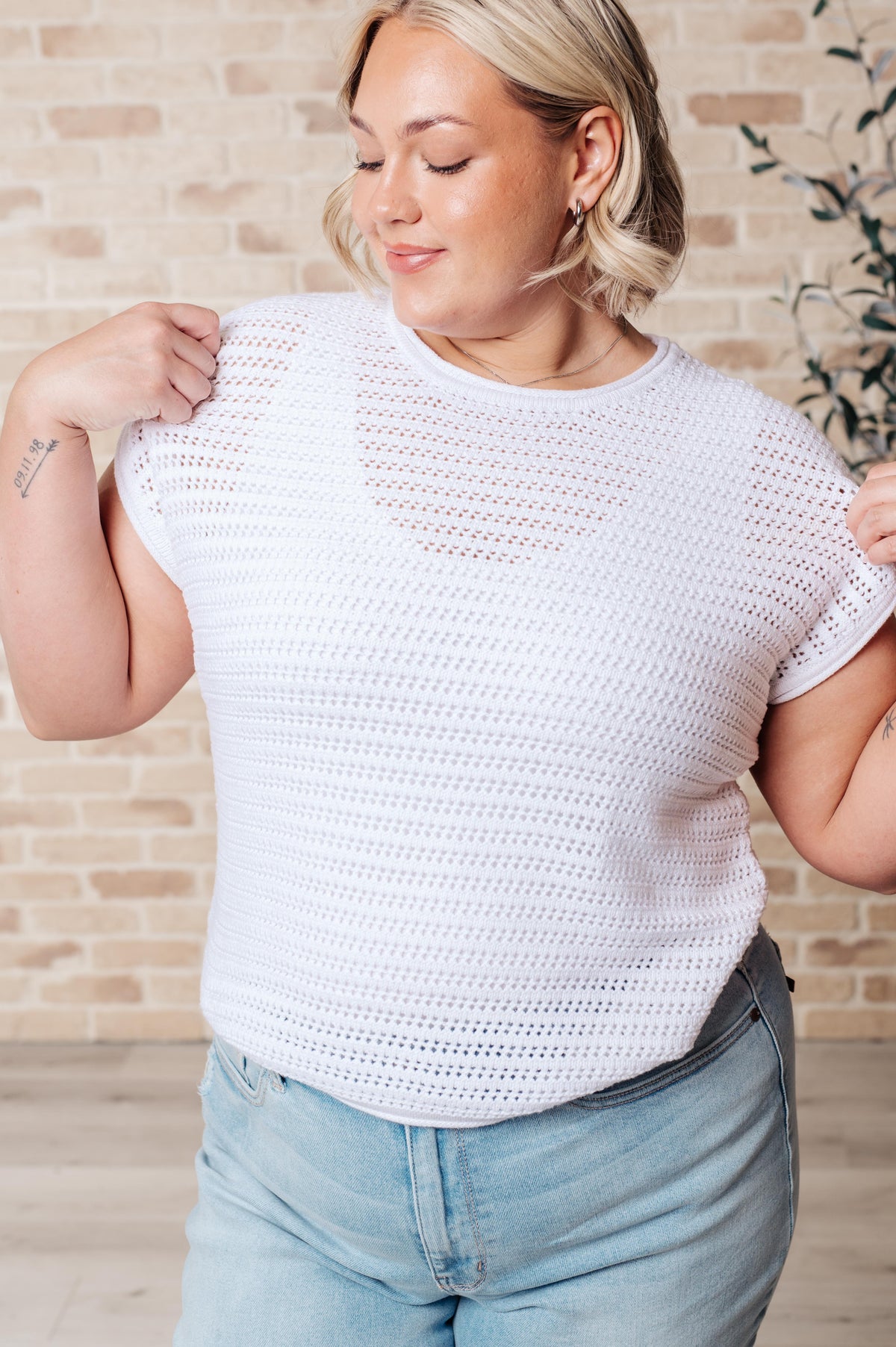 Here for More Open Knit Cap Sleeve Sweater - 5/22/2025