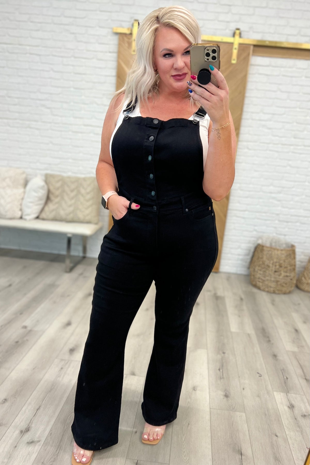Imogene Control Top Retro Flare Overalls in Black - 6/21/2023