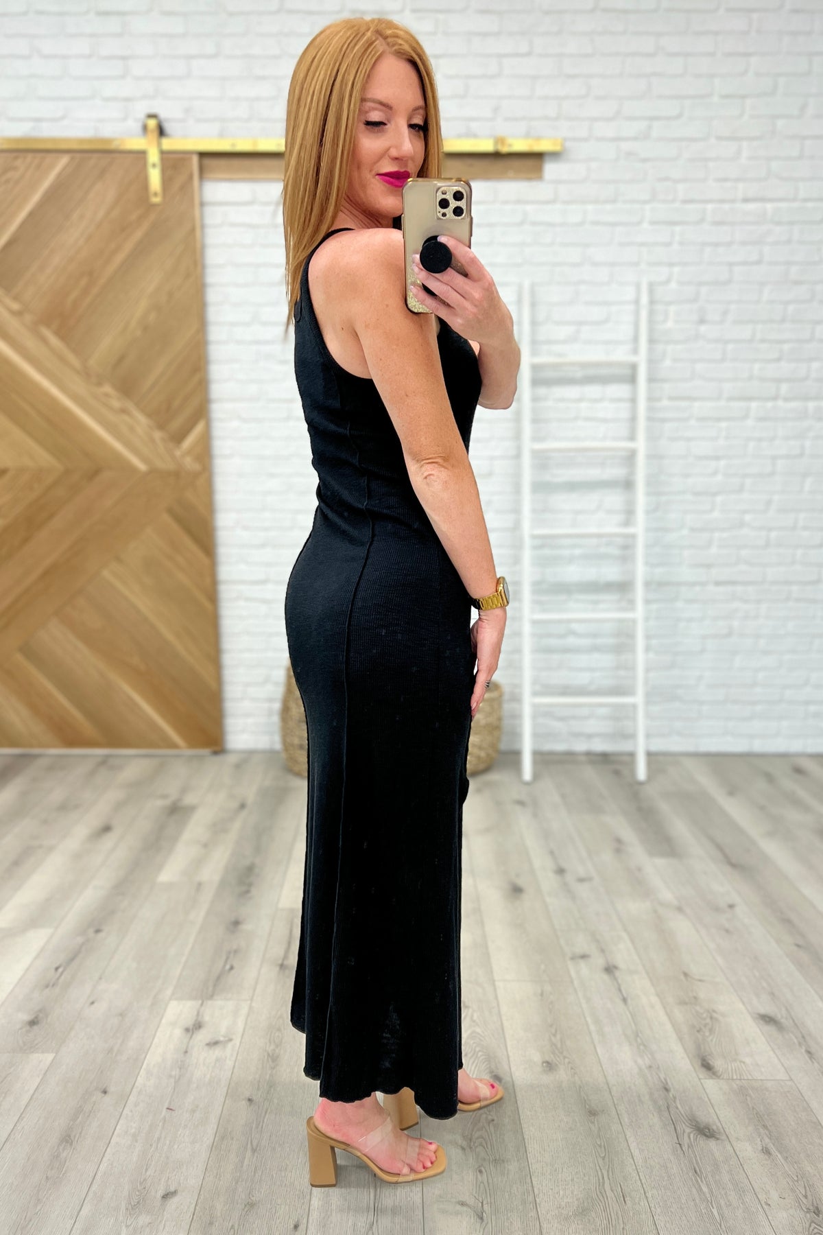 Notched Scoop Neck Maxi Dress in Black - 7/26/2023