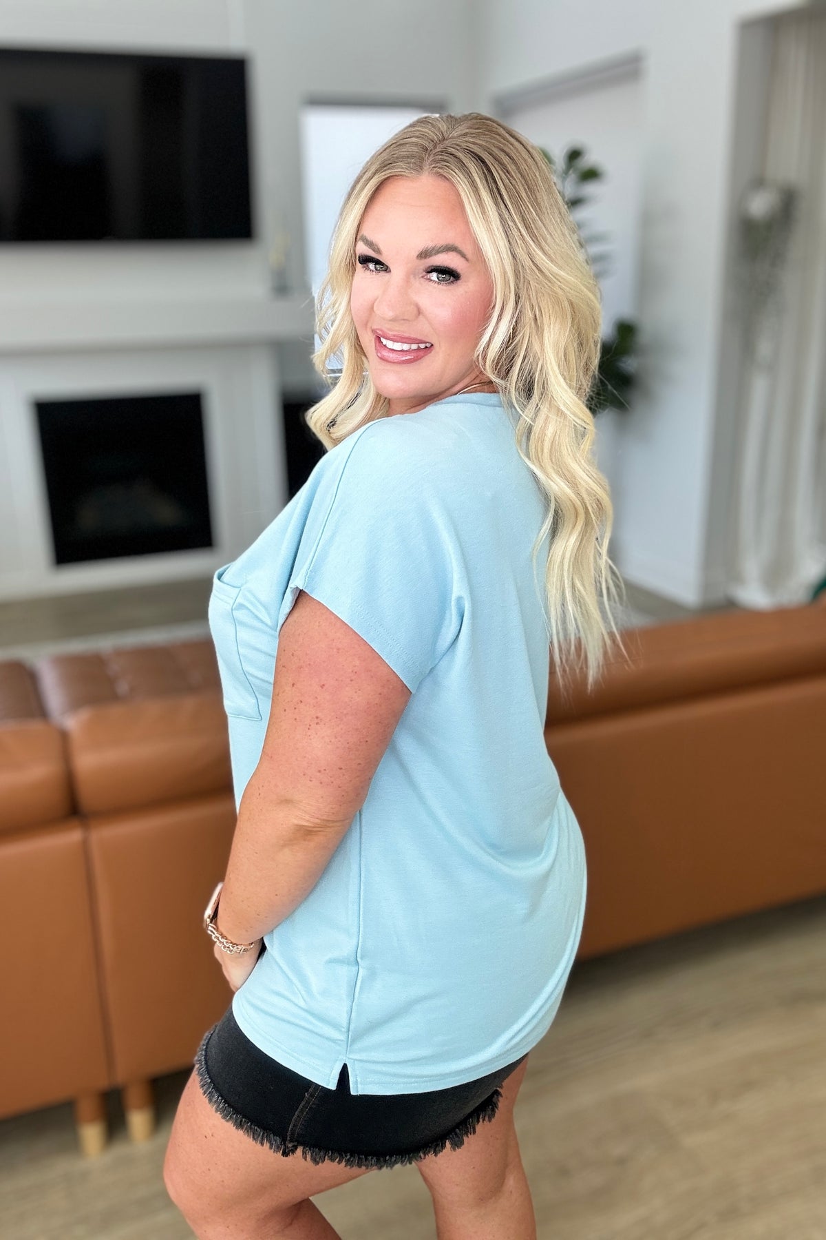 Not So Basic Pocket Tee in Blue - 4/17/2025