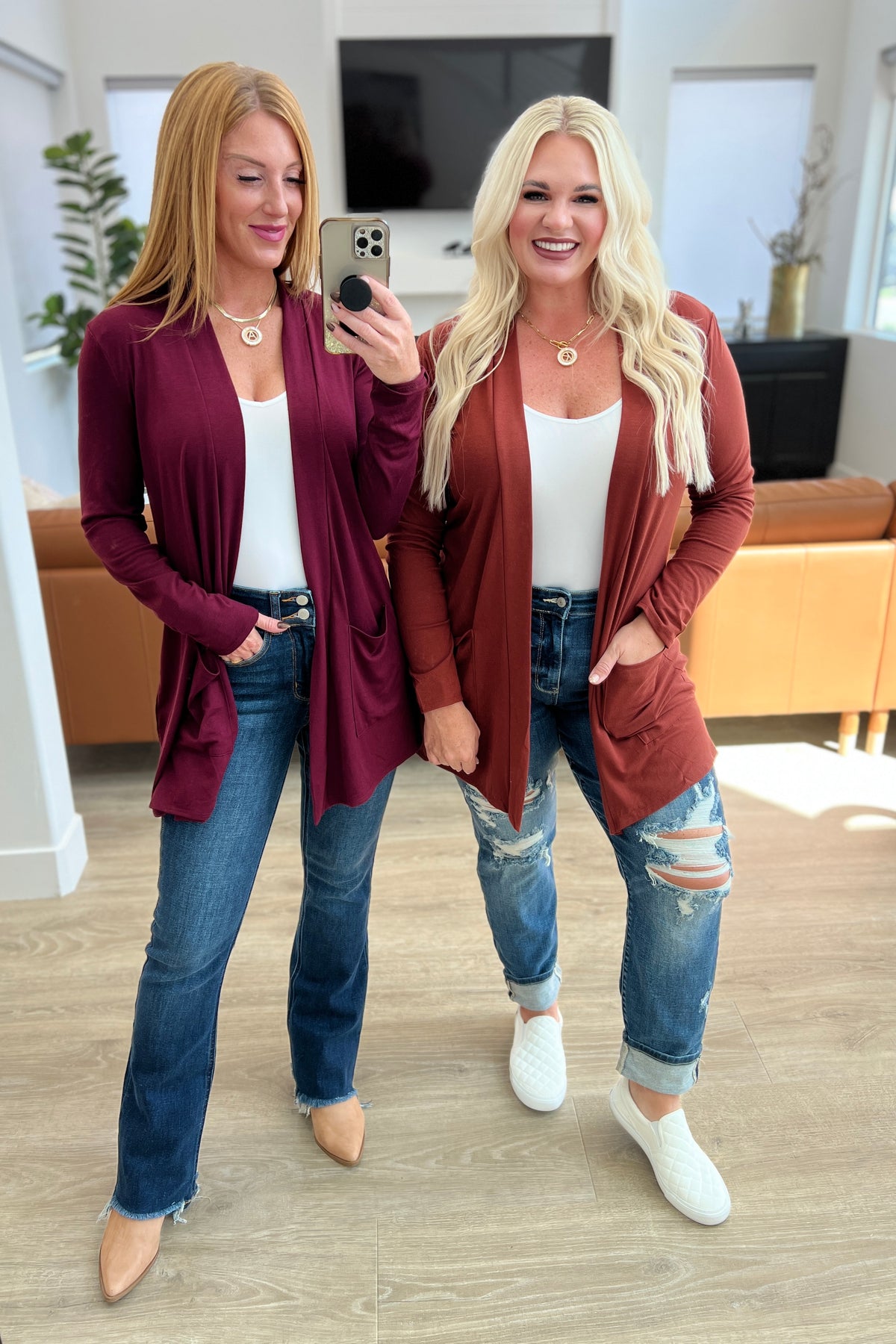 Slouchy Pocket Open Cardigan in Dark Rust - 9/27/2023